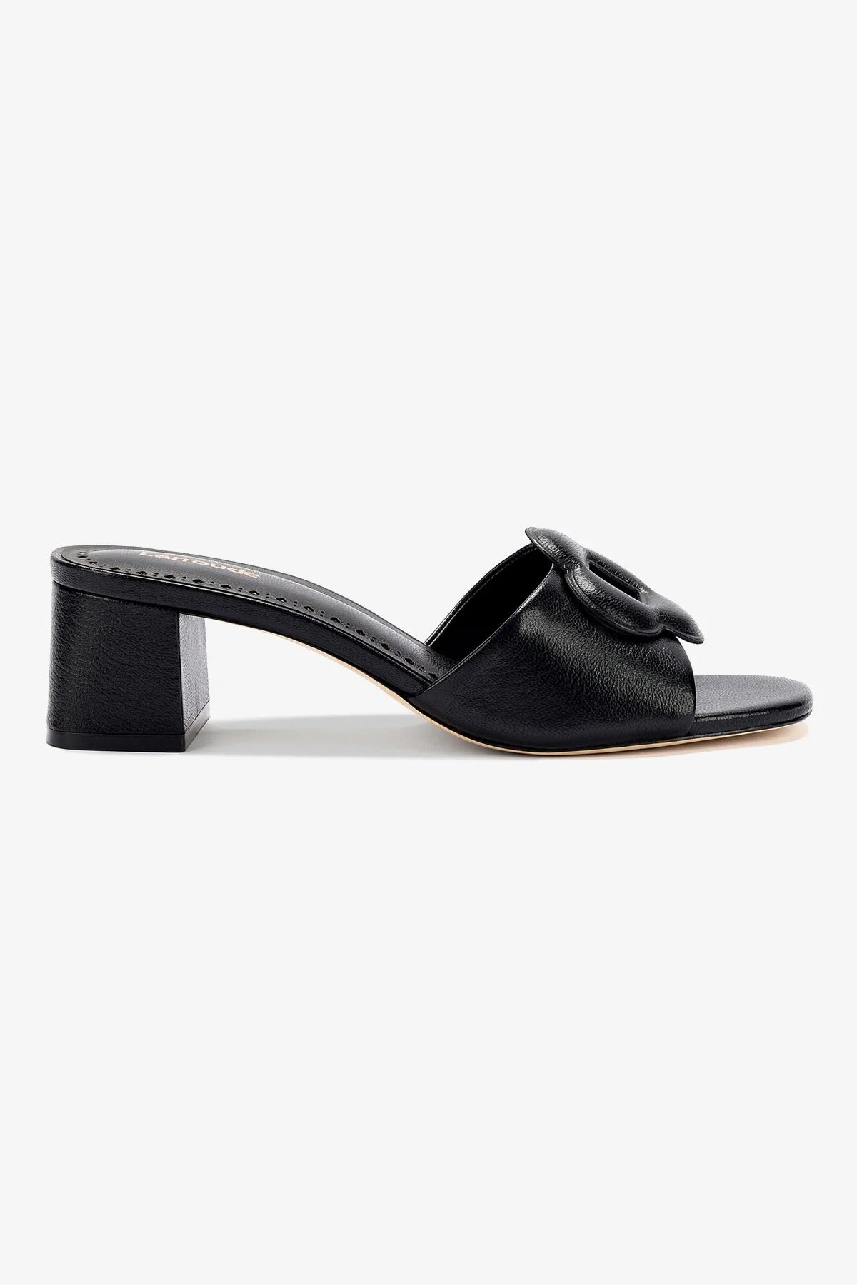 Black Leather Flora Mule - Comfortable Women's Slip-On Shoes for Casual Wear, Office & Outdoor Walking