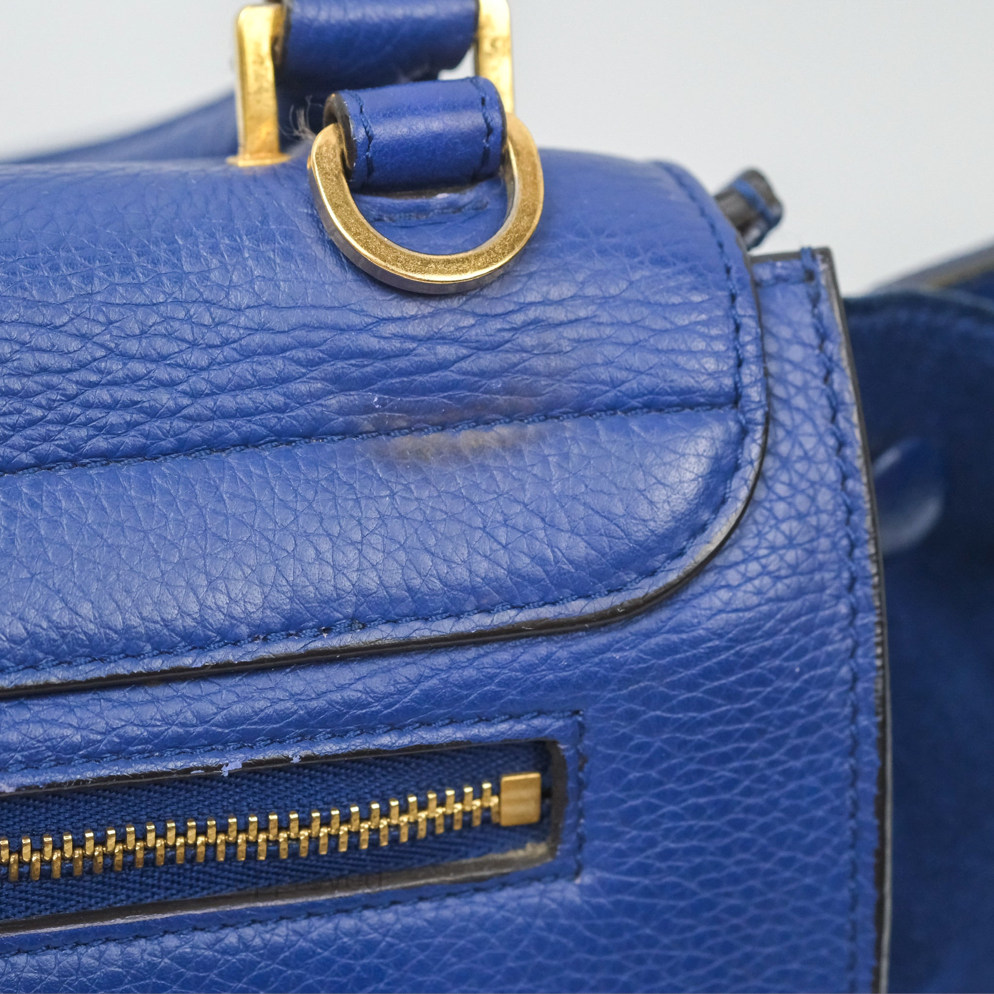 Celine Small Sleek Trapeze Handbag in Blue Calfskin Leather - Perfect for Work, Travel & Everyday Luxury