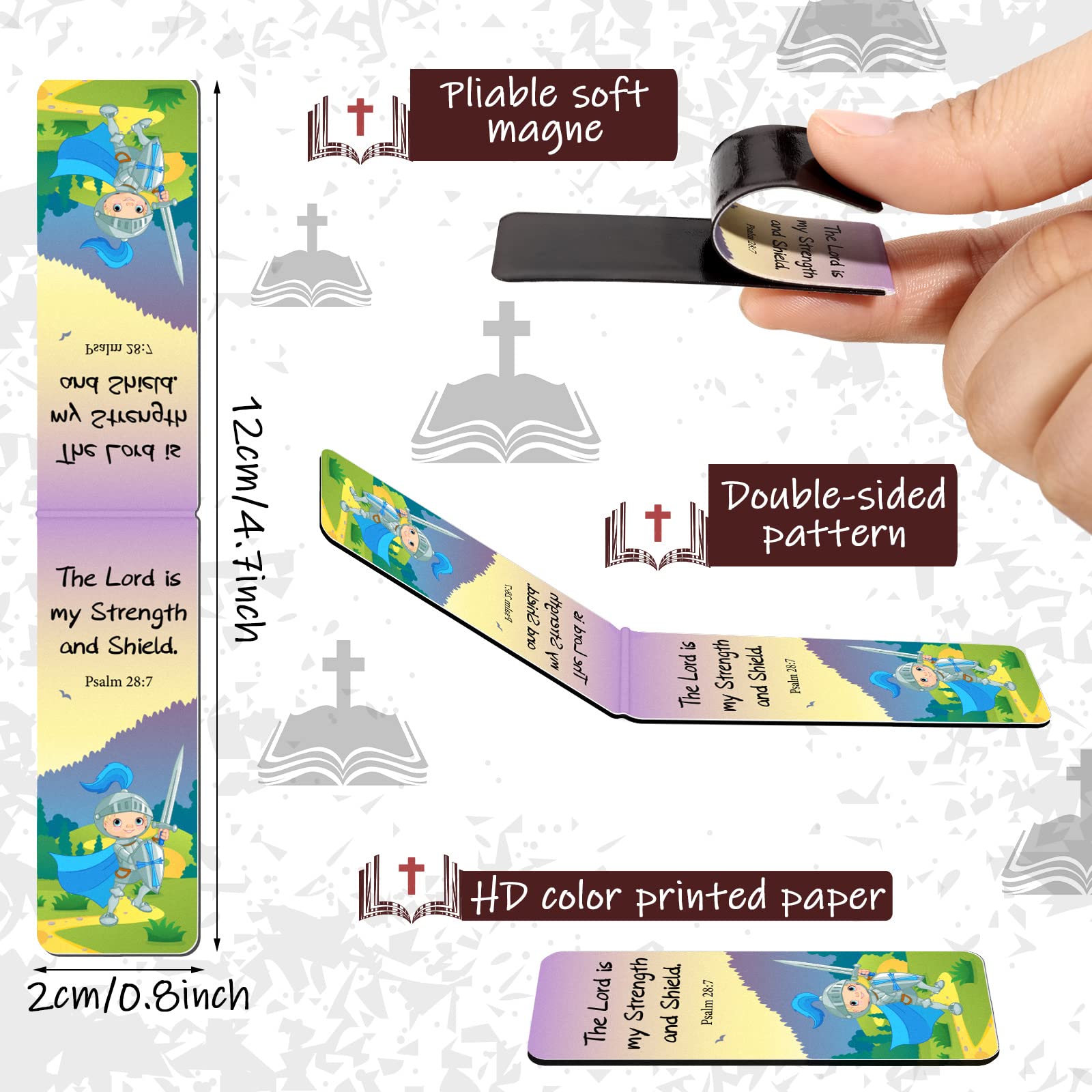 30 Pack Magnetic Bible Verse Bookmarks - Inspirational Christian Scripture Bookmarks for Kids, Women, Teachers & Students - Perfect for Church, Bible Study, School Gifts & Daily Devotion (Cartoon Design)