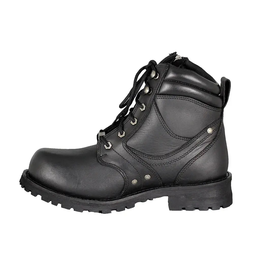 Milwaukee Leather Men's 6-Inch Side Zip Motorcycle Boots - Waterproof Biker Boots for Riding & Outdoor Adventures