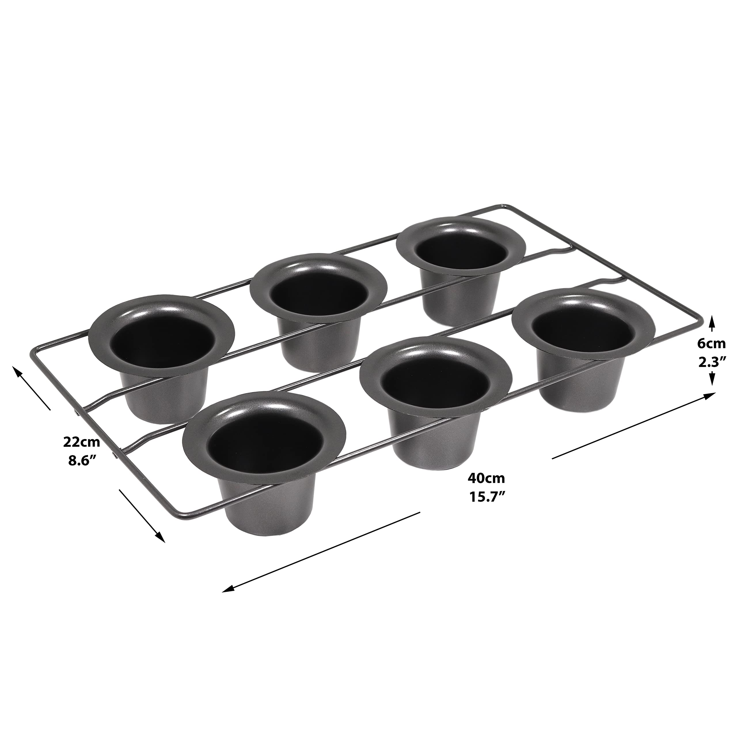 6-Cup Nonstick Popover Baking Pan with Honeycomb Heat Resistant Silicone Mat - Perfect for Muffins, Yorkshire Puddings & Breakfast Pastries