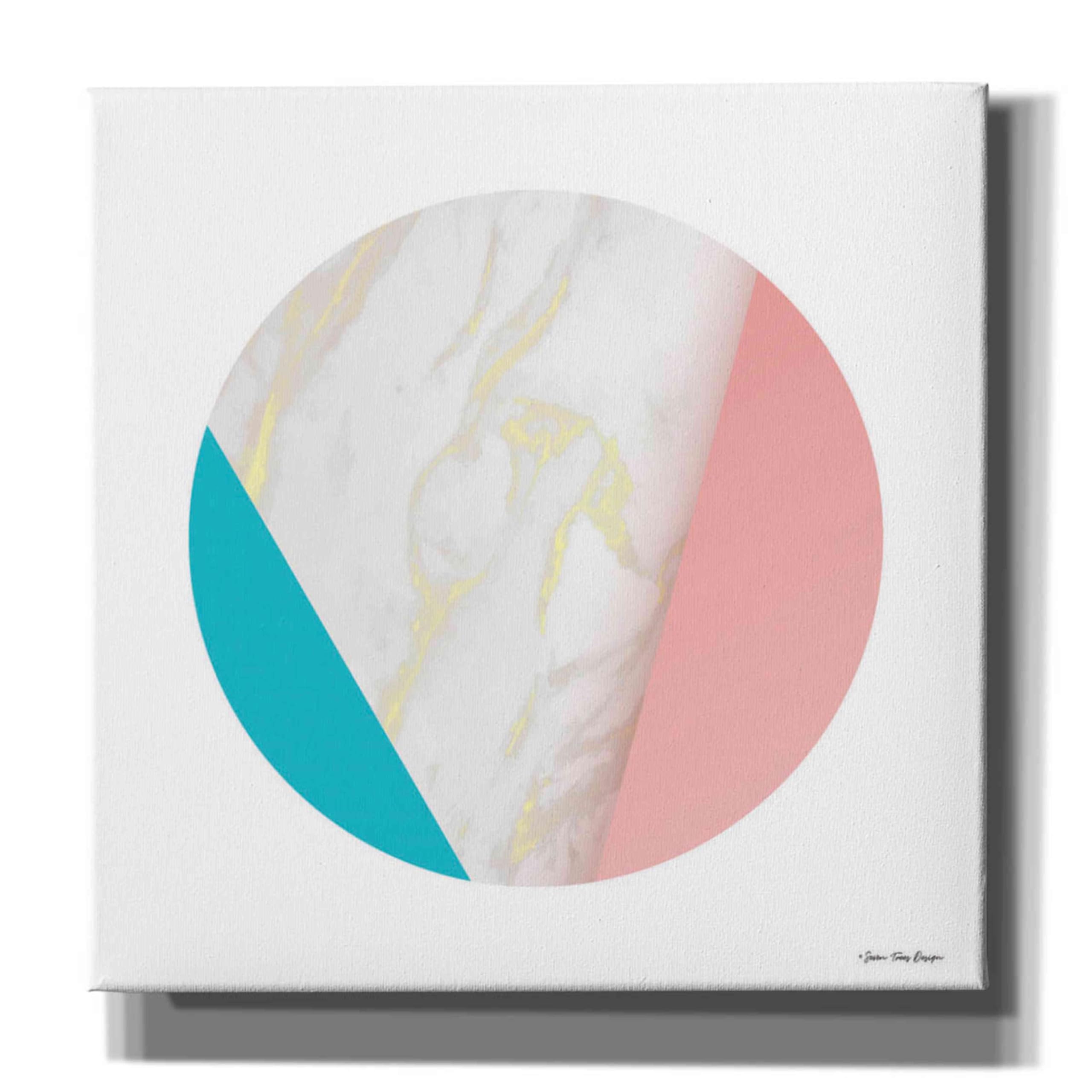 Epic Graffiti 'Pink Marble Circle III' by Seven Trees Design - 26x26 Inch Modern Canvas Wall Art for Living Room, Bedroom & Office Decor