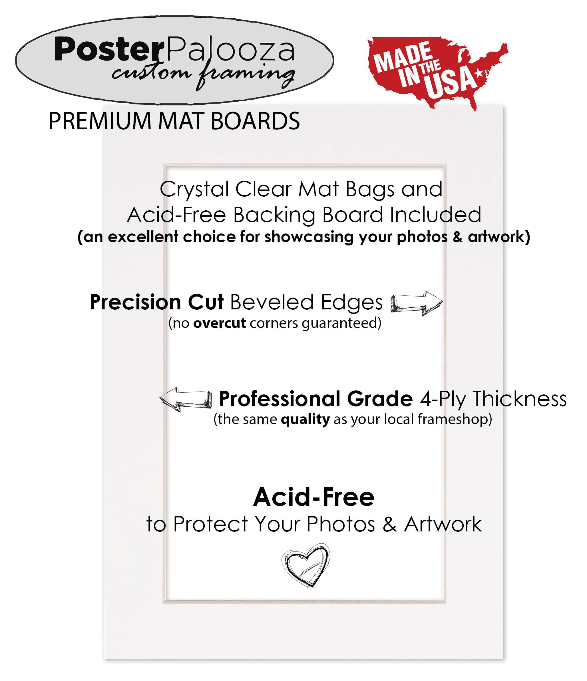 20x20 Inch Precut Royal Blue Acid-Free Picture Matboard - Bevel Cut Display Mat for 16x16 Photos & Art - Pack of 10 with Backing Boards & Clear Bags - Perfect for Framing, Scrapbooking, and Home Decor