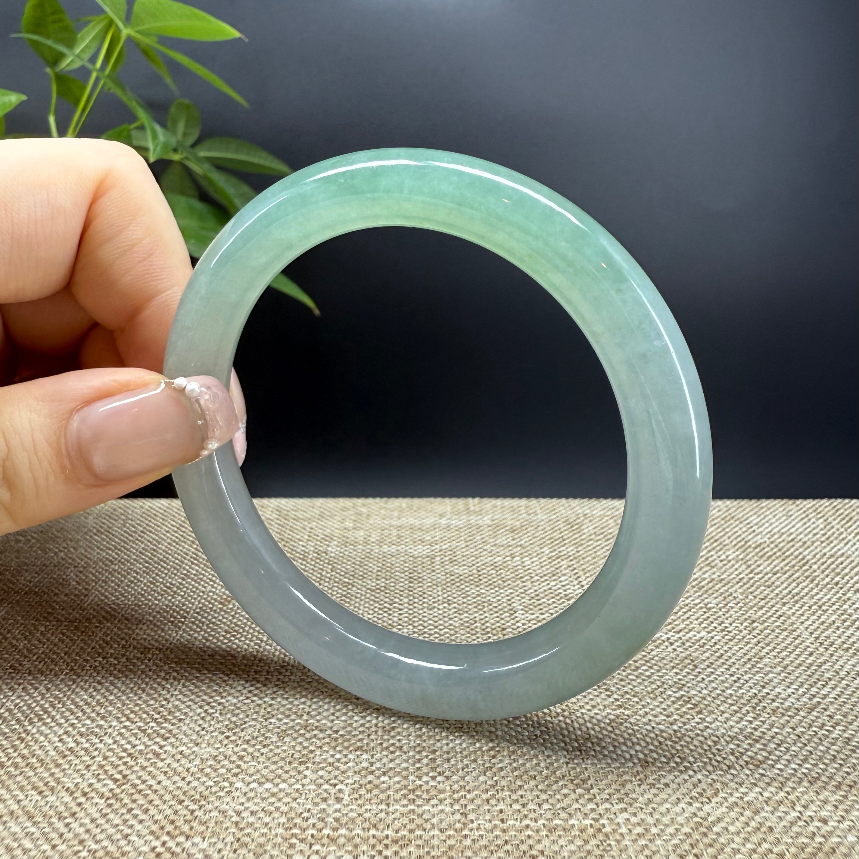 Authentic Burmese Icy Green Jadeite Bangle Bracelet - 57.2mm Handcrafted Jewelry for Women, Luxury Gift for Special Occasions | Perfect for Weddings, Anniversaries & Elegant Fashion Statements