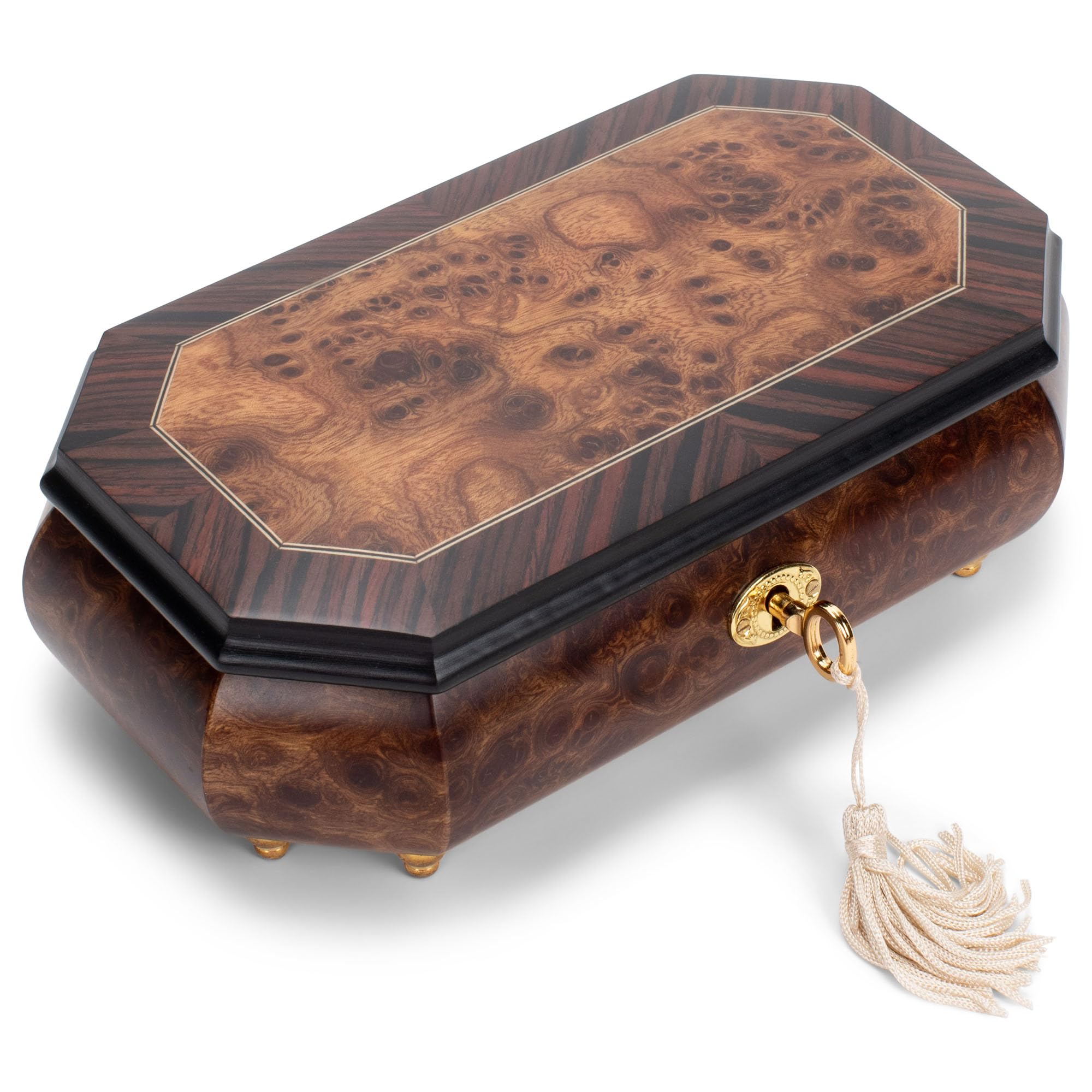 Elegant Matte Italian Inlaid Music Jewelry Box - Customizable Tune Options | Perfect for Gift Giving, Home Decor & Jewelry Storage