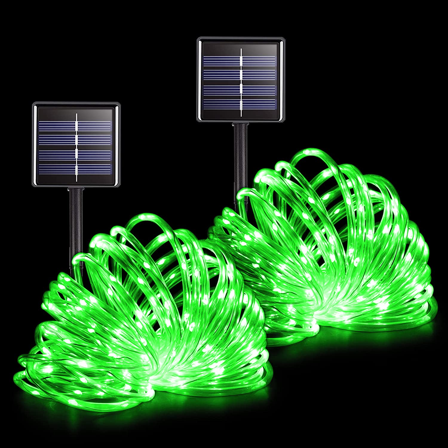 POTIVE 2 Pack 66 Ft 200 LED Solar Rope Lights Outdoor Waterproof - 8 Lighting Modes for Garden, Patio, Fence, Tree Decoration | Perfect for St. Patrick's Day, Christmas, Camping & Backyard Parties
