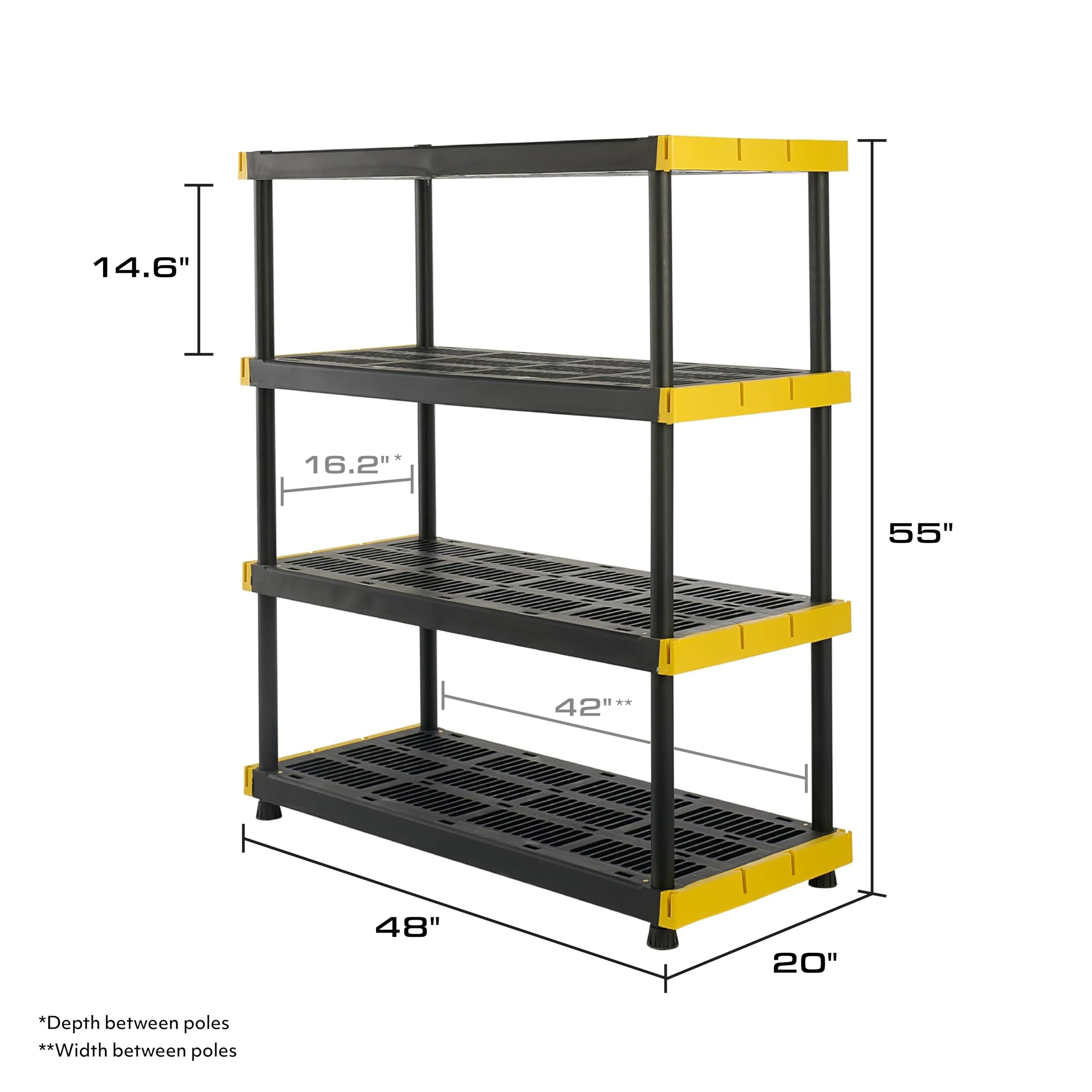 CX Black & Yellow® Heavy Duty Storage Shelving Unit with 27 Gallon Containers (4-Pack) - Ultra Durable Metal Rack for Garage, Warehouse & Home Organization
