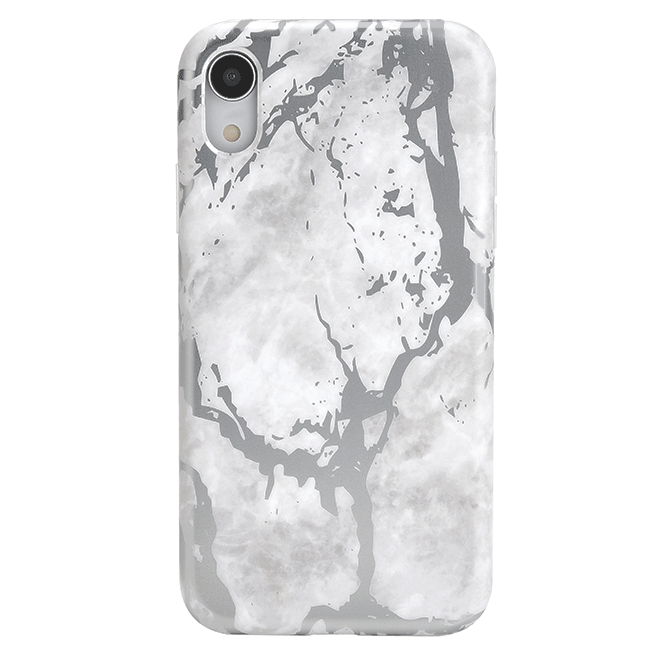 Elegant White Marble with Silver Chrome iPhone Case - Premium Protective Cover for iPhone 13/14/15 Pro Max | Slim Fit, Shockproof, Stylish Design for Everyday Use & Special Occasions