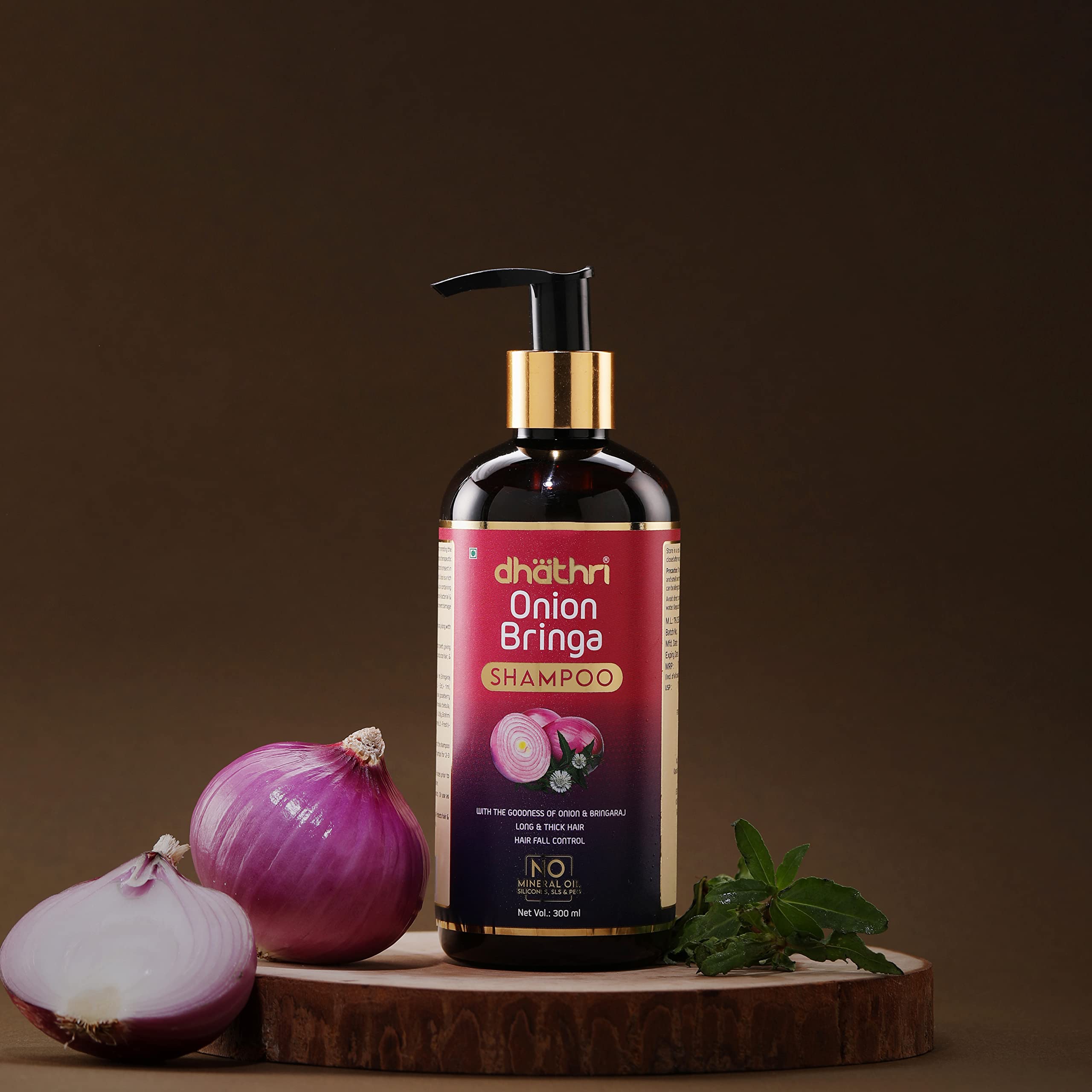Dhathri Onion Bhringraj Shampoo for Hair Growth & Hair Fall Control - 300ml | Natural Scalp Soothing & Hair Follicle Protection | Perfect for Dry, Damaged Hair & Daily Hair Care Routine