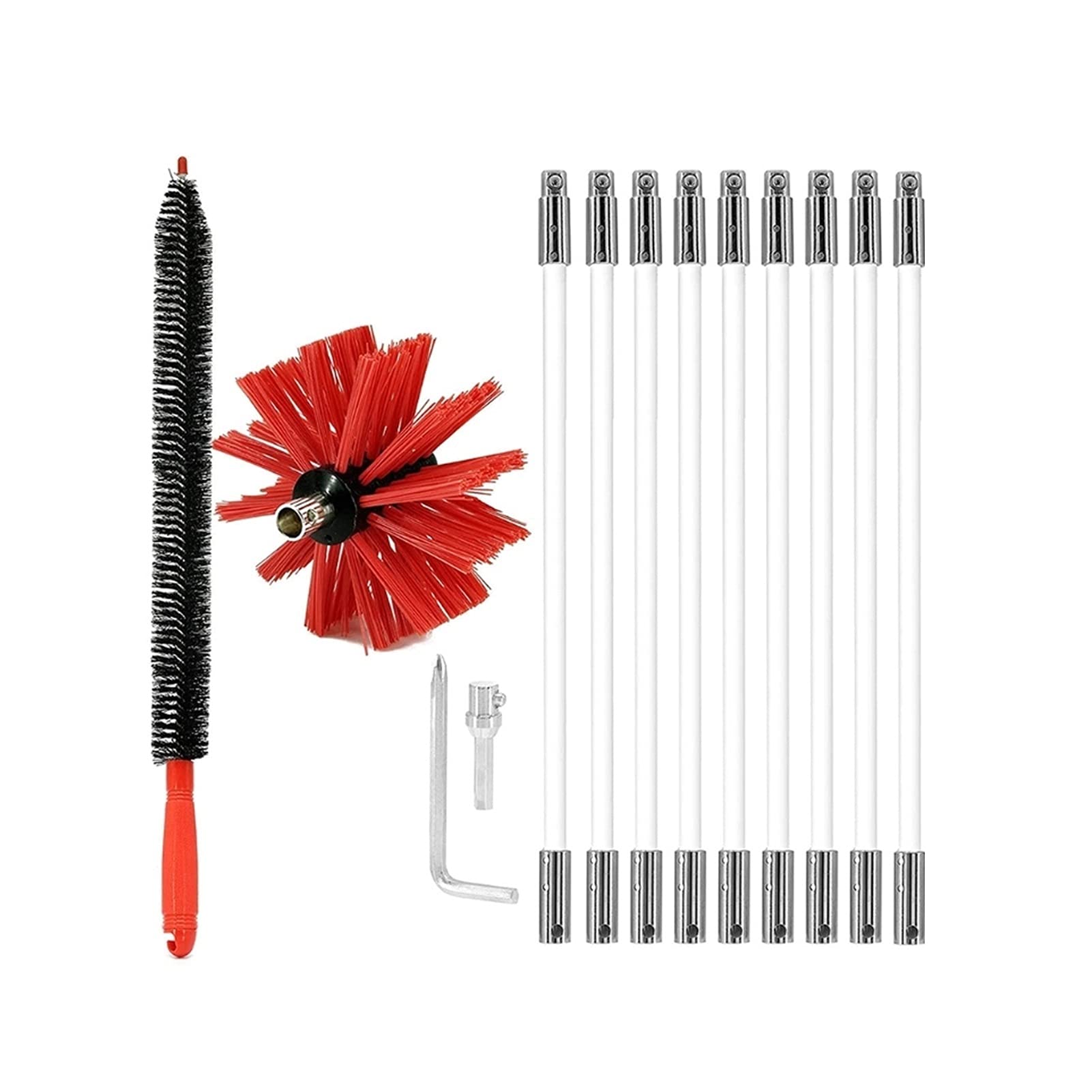 Flexible Chimney Cleaning Brush Set - 40cm Bendable Fireplace Pipe & Stove Range Hood Sweep Tool Kit for Kitchen, Bathroom & Outdoor Use (Durable Multi-Surface Cleaning Brush)
