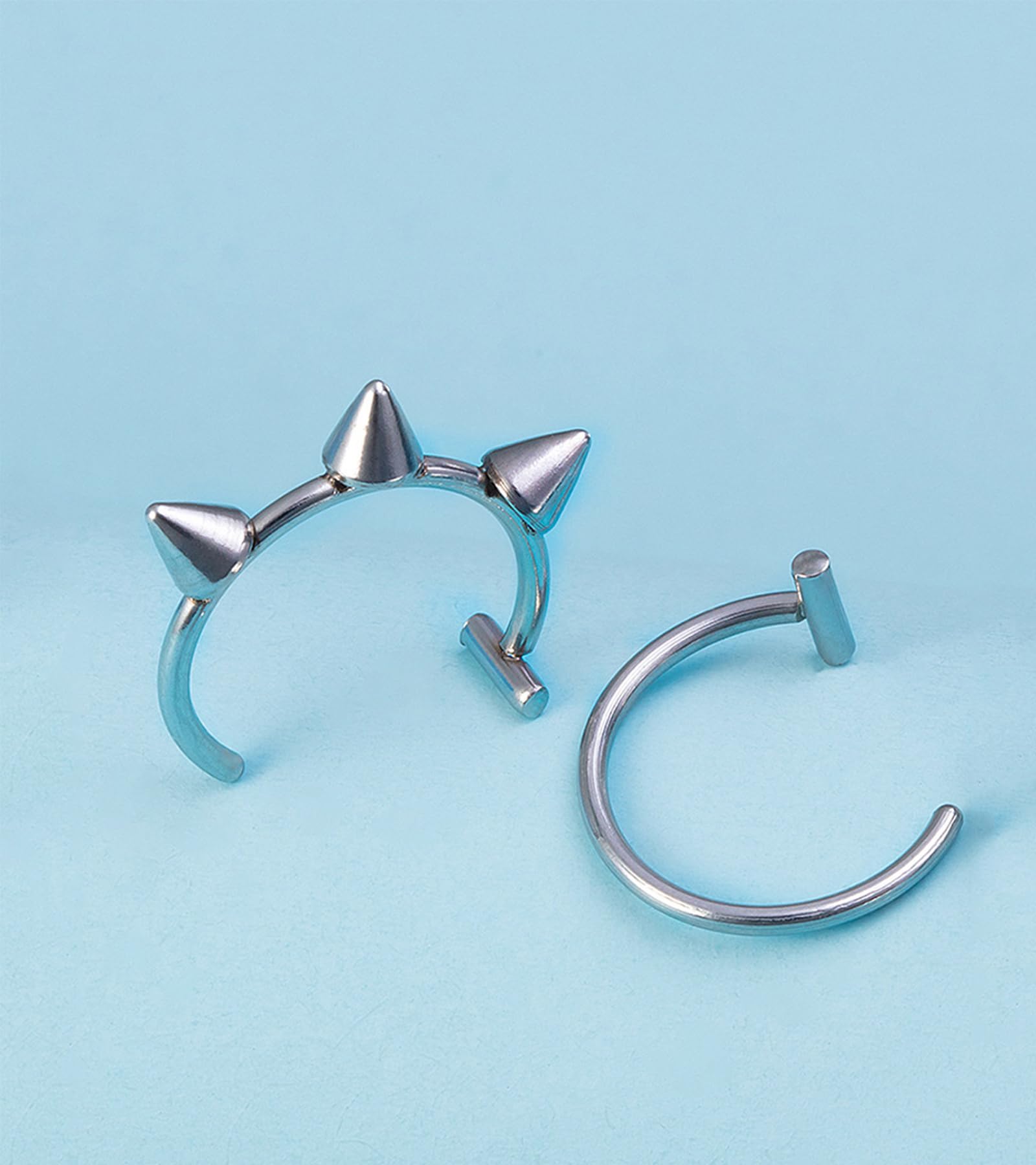 QWALIT Fake Lip & Nose Piercing Rings - Clip-on Snake Bites Lip Ring, Non-Piercing Nose Ring & Ear Cuff Jewelry for Costume, Cosplay & Gothic Fashion