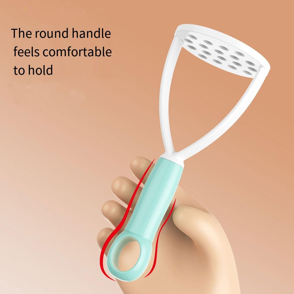 Premium Green Manual Silicone Potato Masher - Non-Stick Mini Masher for Potatoes, Fruits & Vegetables - Durable Cooking Utensil for Smooth Purees - Perfect for Mashed Potatoes, Baby Food & Baking Prep