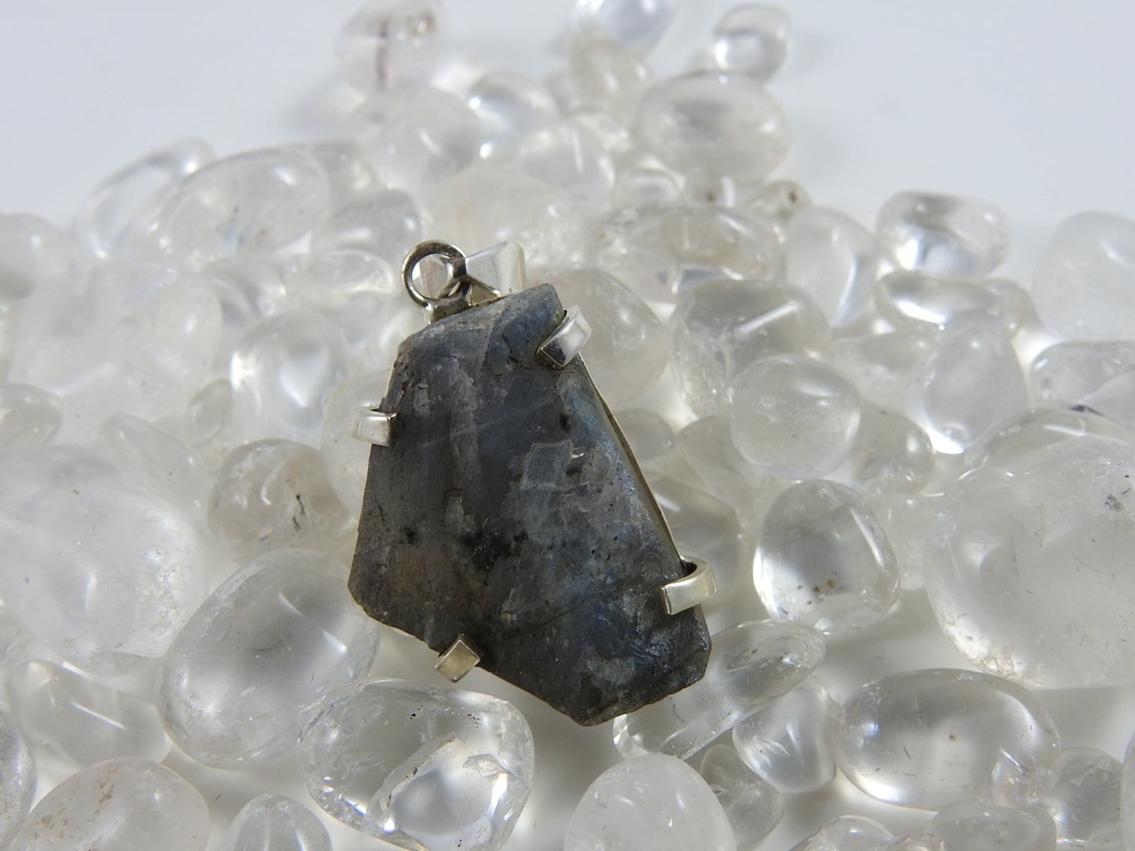 Natural Raw Labradorite Sterling Silver Pendant Necklace - Healing Crystal Jewelry for Meditation, Energy Work & Spiritual Protection