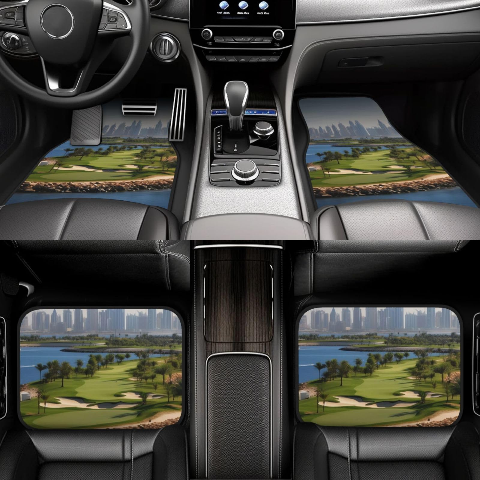 Premium Golf Yacht Club Car Floor Mats - 4-Piece Full Set for Front & Rear Seats - Universal Fit for Sedans, SUVs, Trucks & Vans - Waterproof & Anti-Slip Protection - Perfect for Golf Enthusiasts & Luxury Car Owners