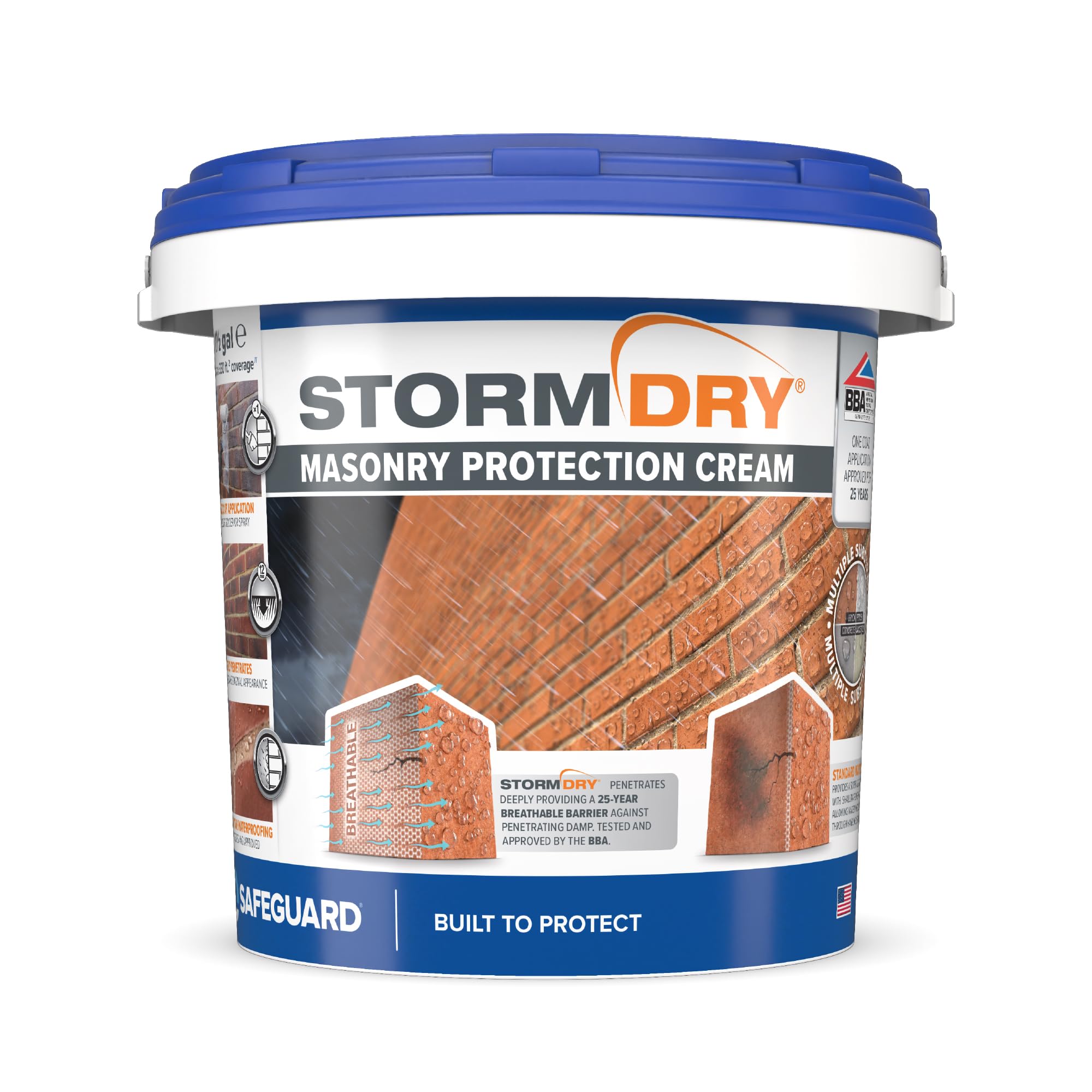 Premium 1.5 Gallon Brick Sealer - Clear Waterproofing Coating for Brick, Stone, Concrete & Masonry - 25-Year Protection Against Water Damage & Penetrating Damp - Ideal for Driveways, Patios, Foundations & Exterior Walls