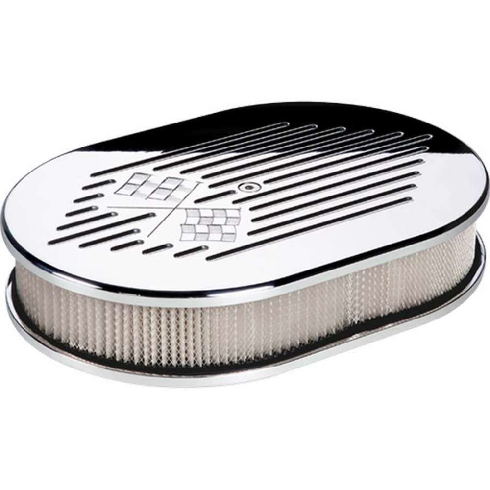 BILLET SPEC Small Oval Cross Flags Polished Air Cleaner for Harley Davidson Motorcycles - High Performance Air Intake Filter for Improved Engine Efficiency - Perfect for Street Bikes & Custom Builds