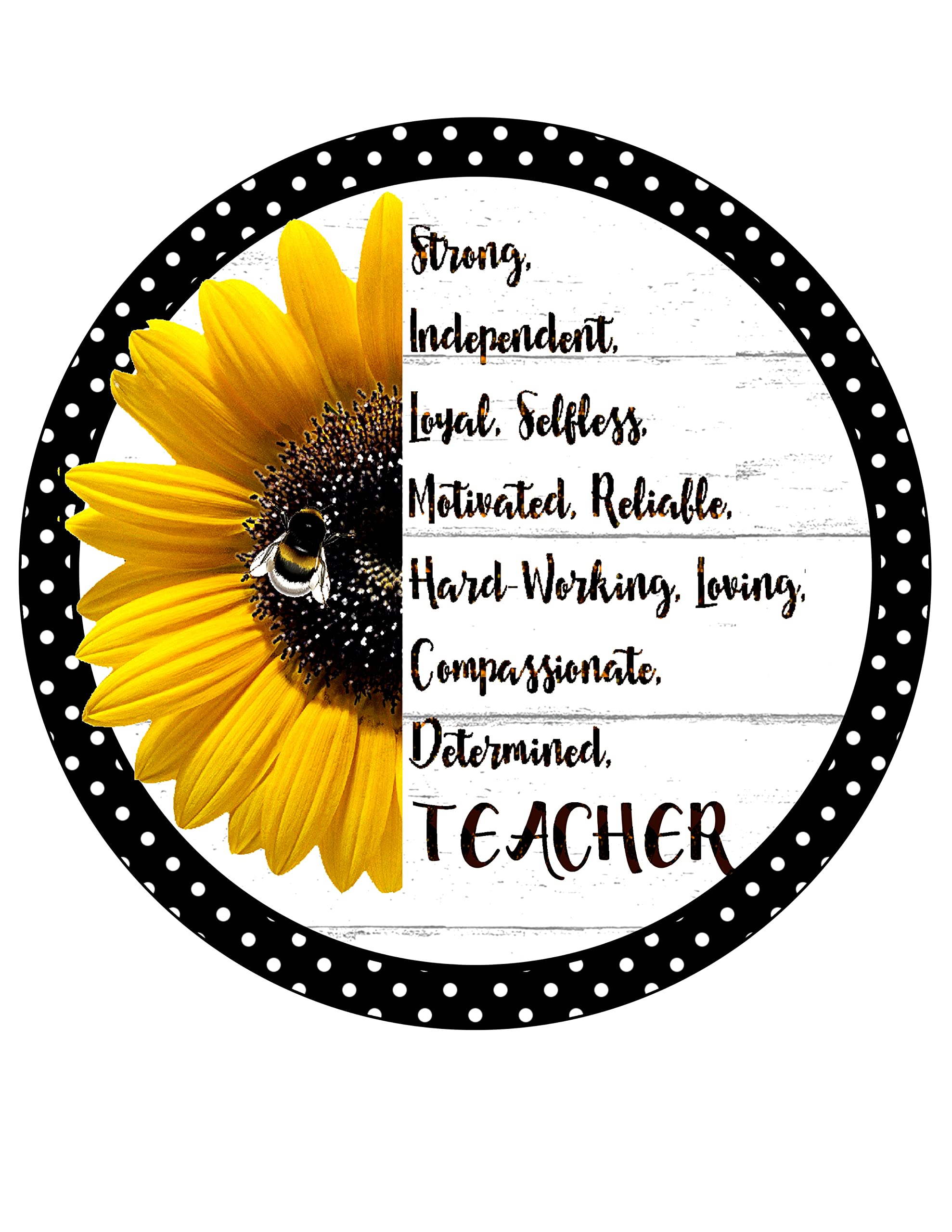Teacher Appreciation Gift - Round Wreath Door Hanger Sign for Homeschool Teachers - Wall Decor & Wreath Attachment - Perfect for Classroom, Office or Home Decor