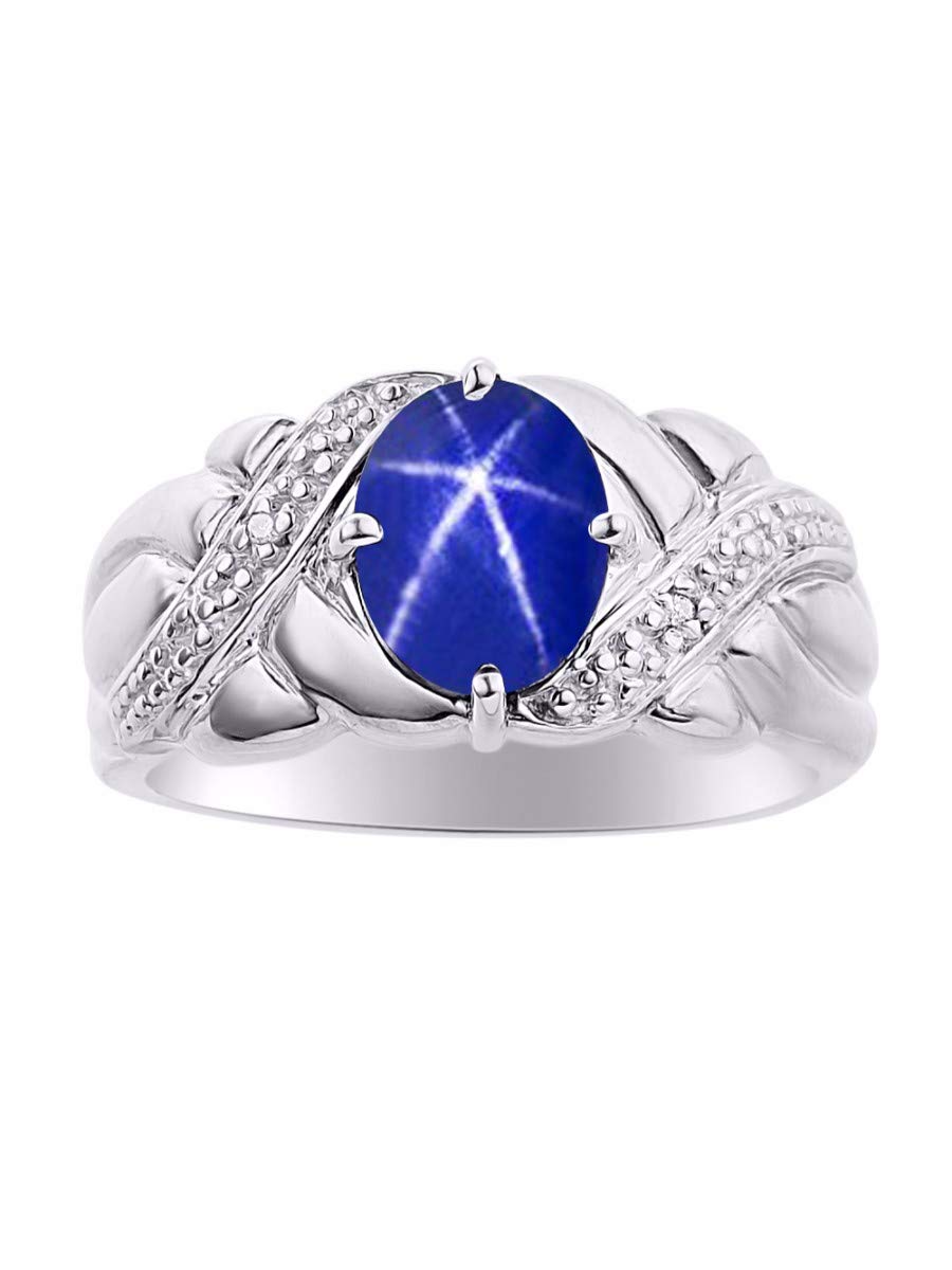 RYLOS Sterling Silver Oval Gemstone & Diamond Ring for Women - 9x7mm Classic Elegance, Size 5-13 | Perfect for Engagement, Anniversary & Everyday Wear Jewelry