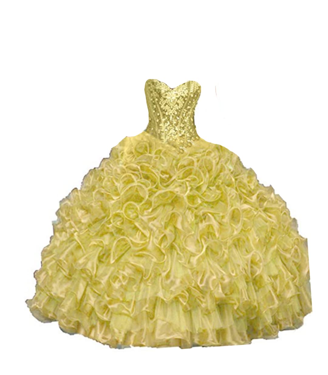 Elegant ANGELA Women's Sweetheart Neckline Crystal Embellished Ruffled Ball Gown Long Quinceañera Dress for Prom, Wedding, and Formal Events