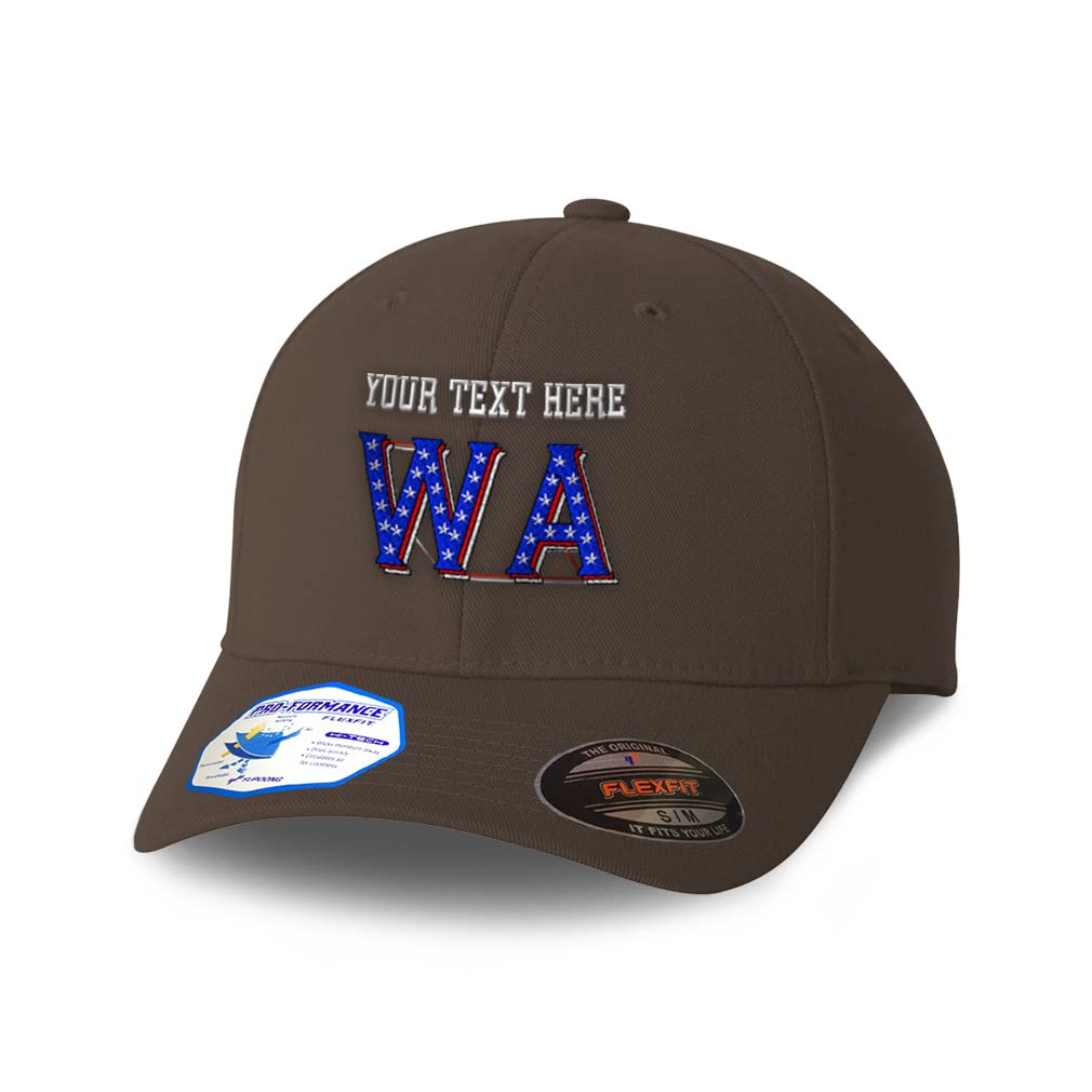 Custom Flexfit Hats for Men & Women - Washington Blue Flag Stars Design - Breathable Polyester Baseball Caps - Perfect for Outdoor Sports, Casual Wear & Patriotic Events
