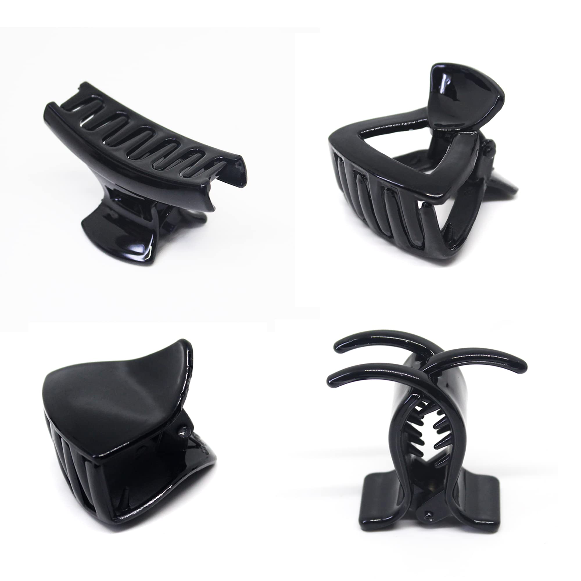NSB Herbals Black Plastic Hair Claw Clips for Women & Girls - Medium Size Trendy Hair Accessories (4-Pack) - Perfect for School, Work, Parties & Everyday Styling