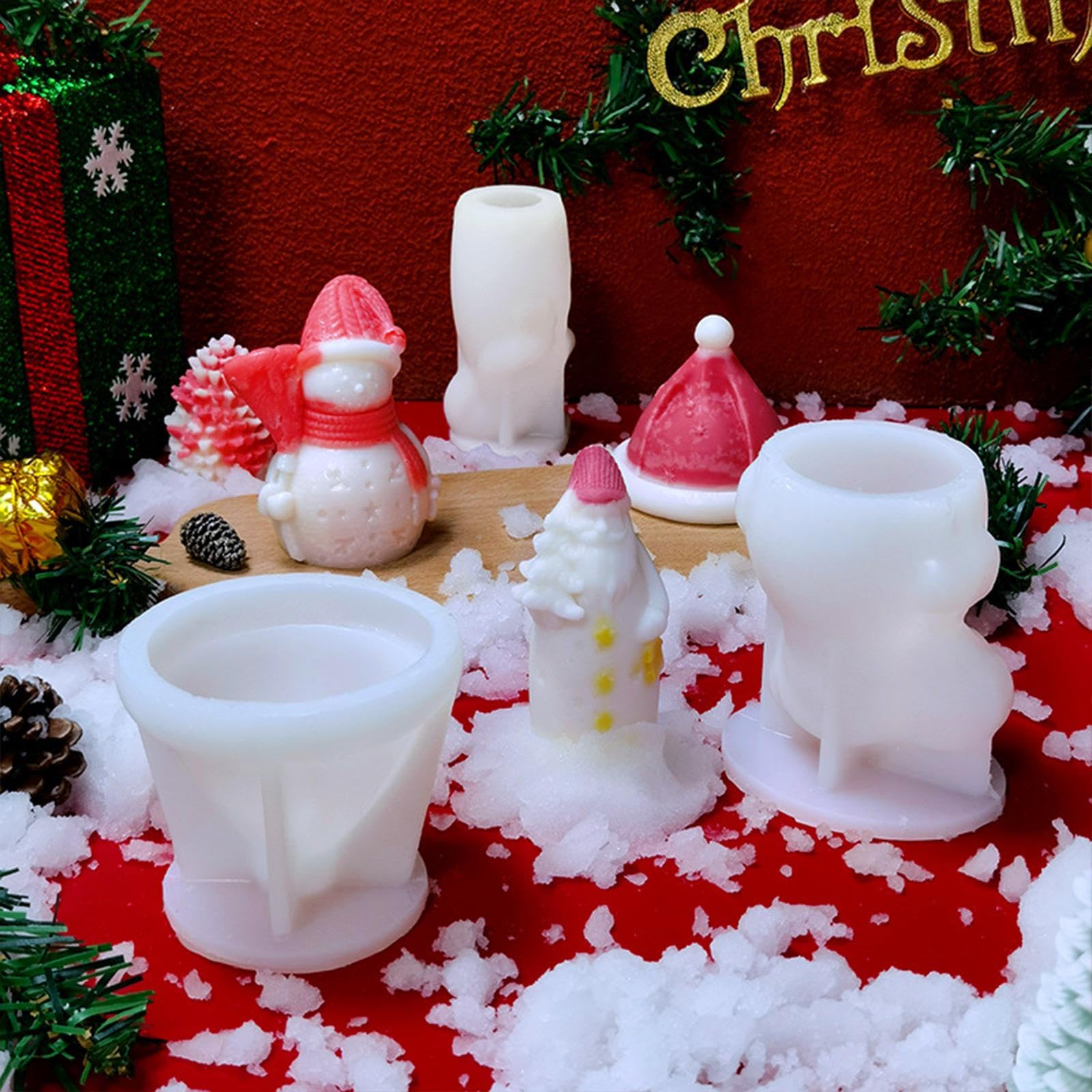 SECRET DESIRE Christmas Silicone Mold for Candle & Soap Making - Festive Holiday Decor DIY Craft Kit (Style A) | Perfect for Christmas Gifts, Home Decor, and Holiday Crafting Projects