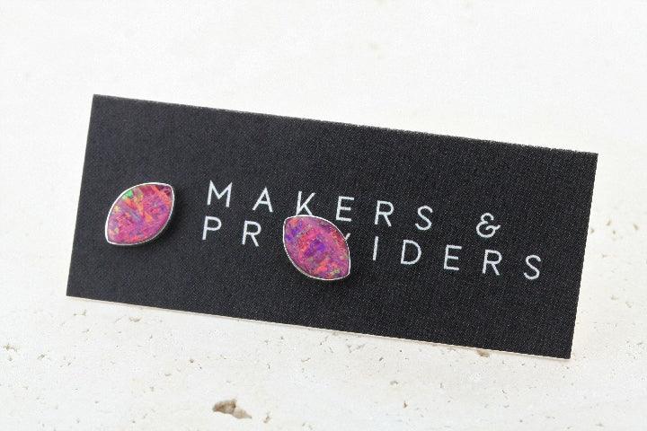 Opal Stud Earrings with Rose Seed Design - Perfect for Weddings, Parties & Everyday Elegance