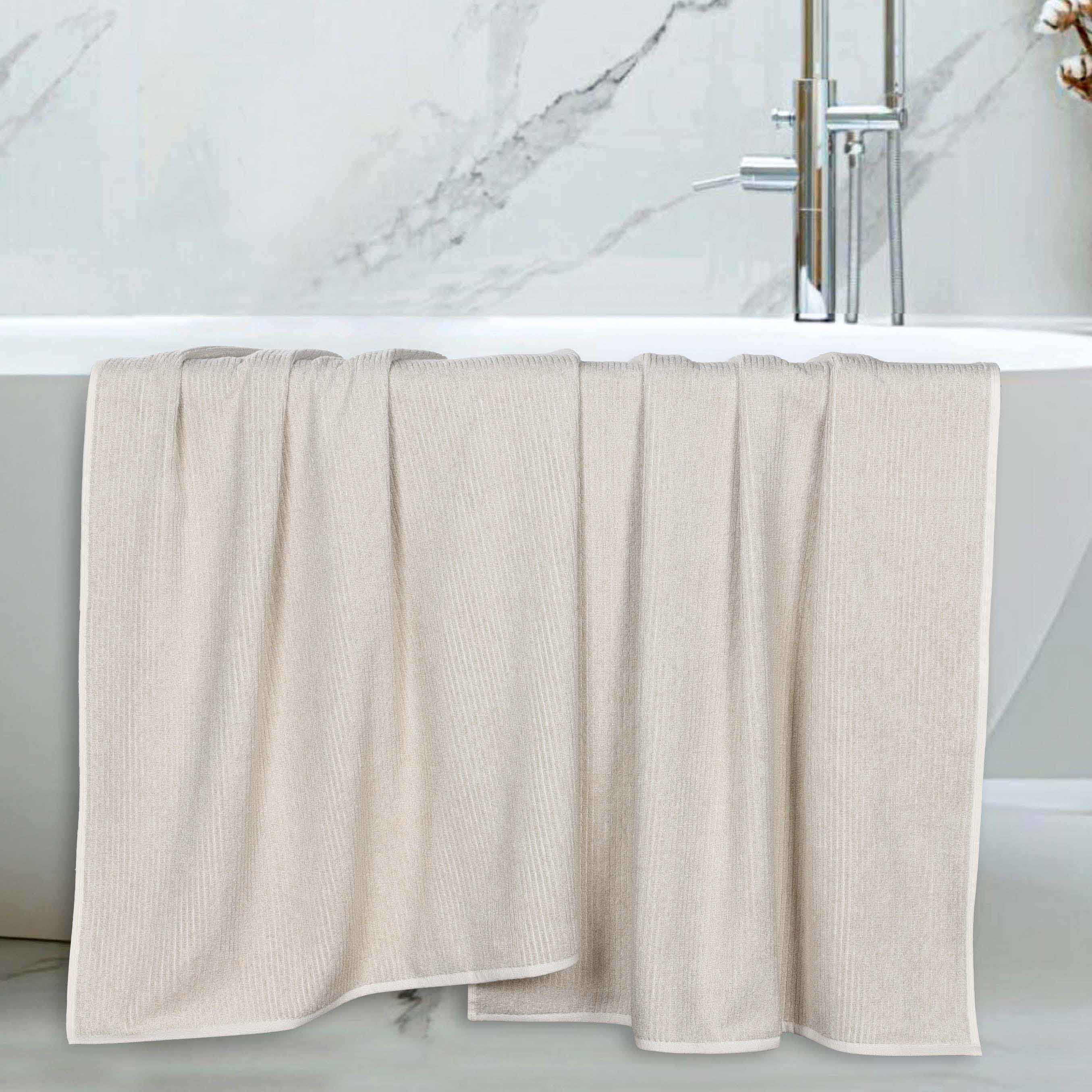 Premium Destin Cotton Blend Bath Towels Set of 2 - Ultra Soft & Absorbent Ribbed Design Bath Sheets for Spa, Gym & Luxury Home Use