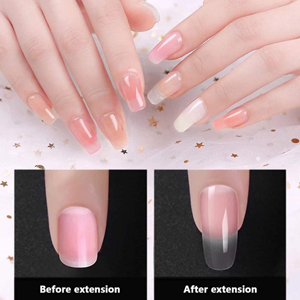 Professional Nail Extension Gel Kit - 3 Colors (Clear, White, Pink) 14ml Hard Gel with 36W UV/LED Lamp, Nail Brush & 200 Tips | DIY Salon-Quality Manicure at Home | Perfect for Beginners, Nail Art & Strengthening Weak Nails