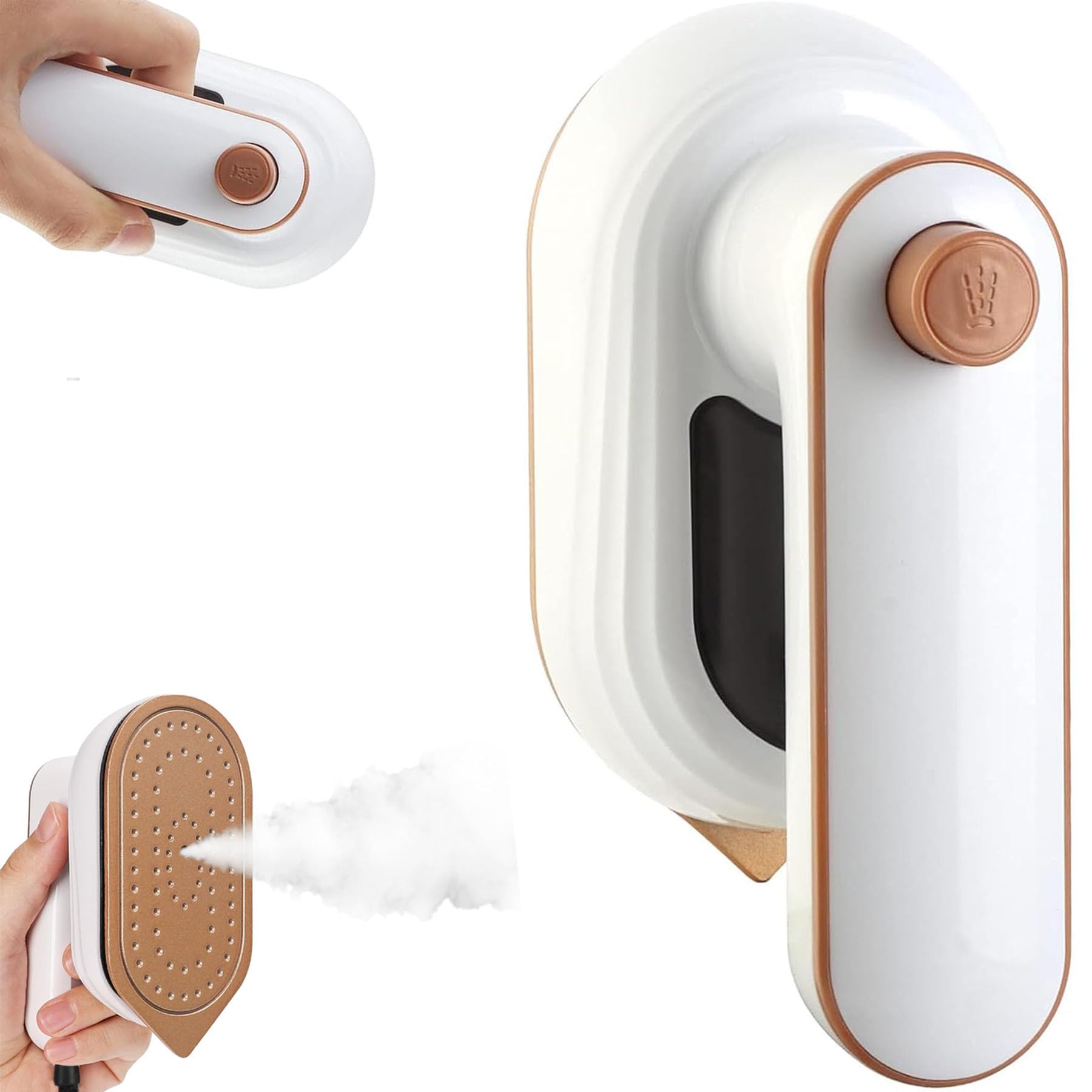T TOVIA Portable Handheld Travel Steamer for Clothes - Mini Garment Steamer for Shirts, Hats, Caps, Pillows & Crafts | Compact & Lightweight | Perfect for Travel, Dorm & Home Use (White)