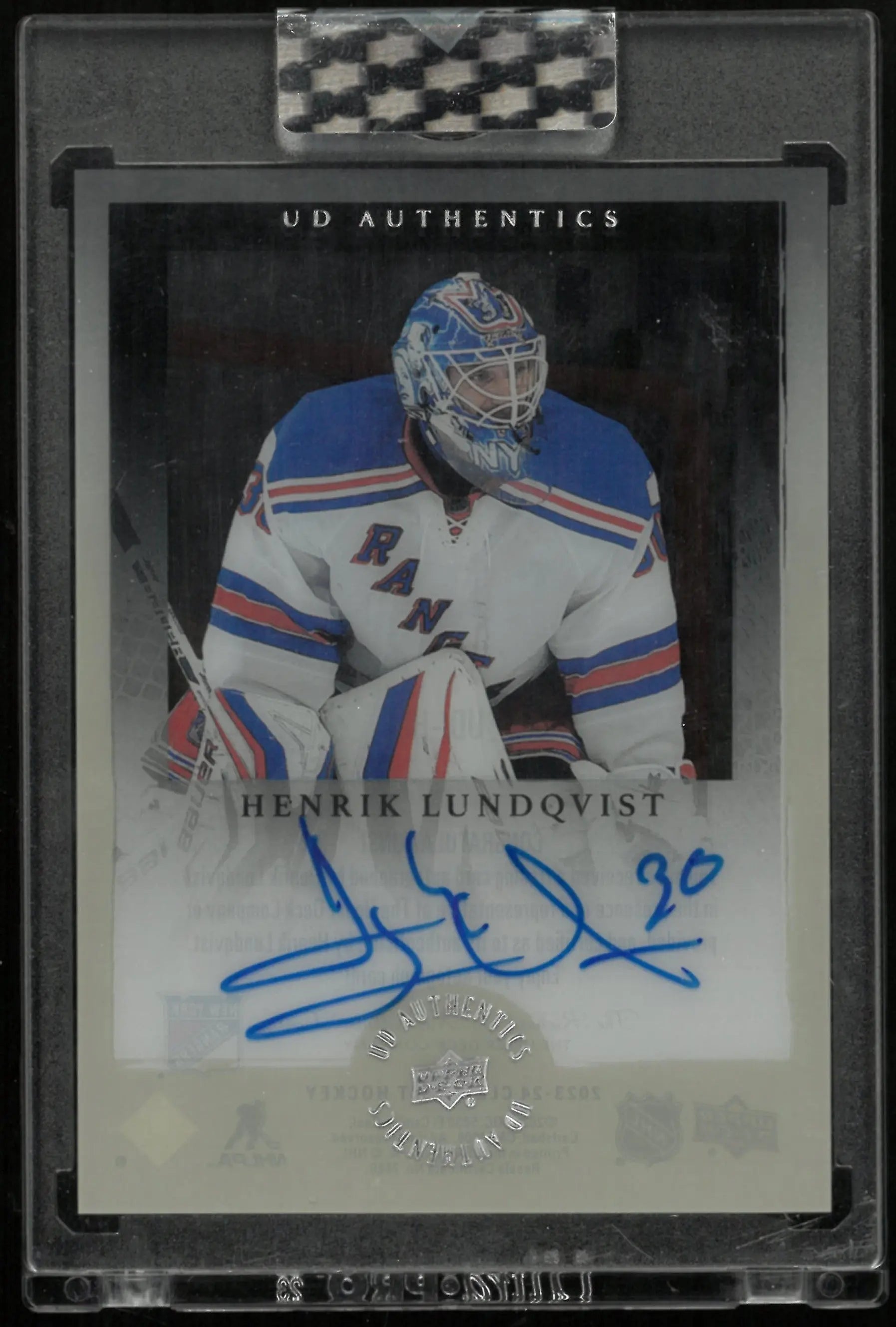 2023-24 Upper Deck Clear Cut Hockey Henrik Lundqvist UD Authentics Autographed Card - Collectible Memorabilia for NHL Fans & Sports Card Enthusiasts