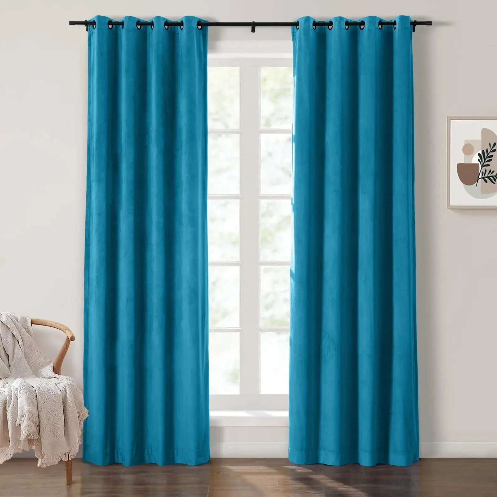 Luxury Velvet Grommet Curtains for Living Room & Bedroom - Blackout Thermal Insulated Drapes - Birkin Style Elegant Window Treatments for Home Decor
