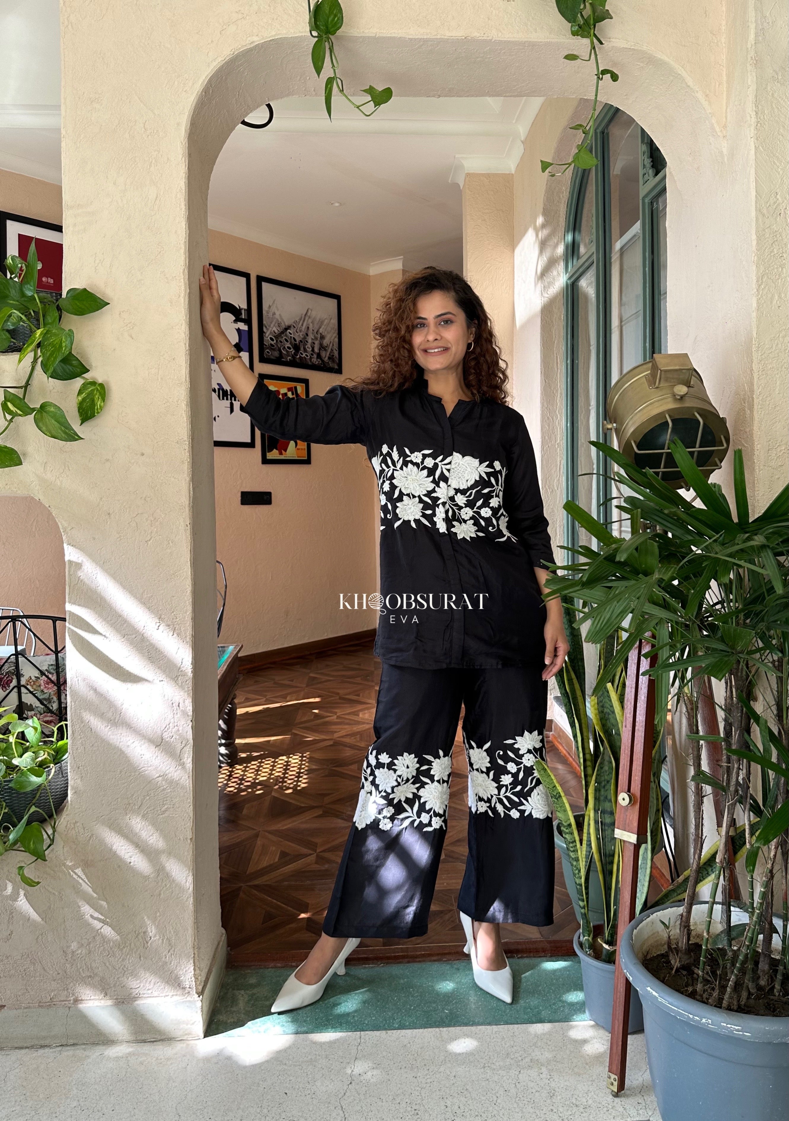 Evaki Black Festive Co-ord Set for Women - Stylish Matching Outfit for Parties, Holidays & Special Occasions