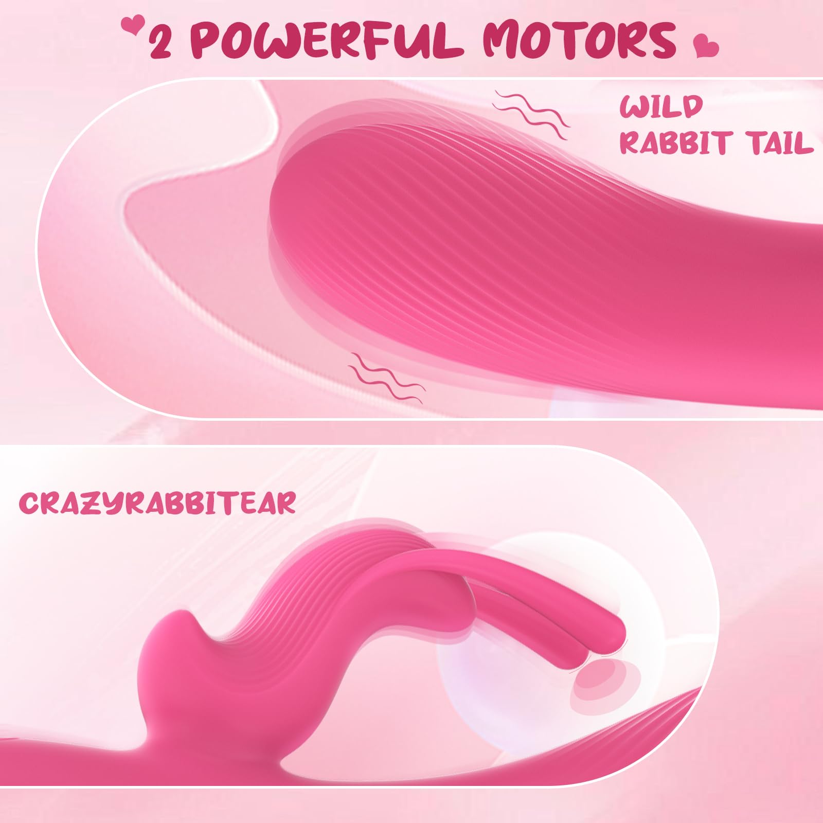 Rabbit Vibrator with Dual Motors - 10 Vibration Modes, G Spot & Clitoral Stimulator - Rechargeable, Waterproof Silicone Dildo for Women & Couples - Perfect for Solo Play & Romantic Nights