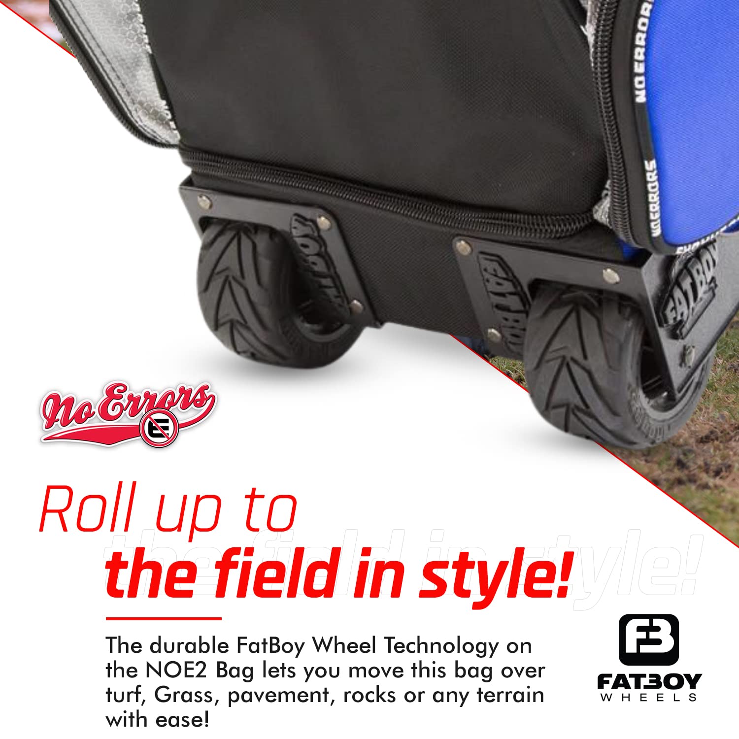No Errors NO E2 Wheeled Catchers Gear Bag - Large Durable Baseball & Softball Equipment Bag with Fatboy Wheels - Perfect for Catchers, Coaches & Travel Teams - Ideal for Games, Practices & Tournaments