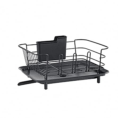 Black Dish Rack Organizer - Kitchen Countertop Sink Shelf with Drainer for Dishes, Glasses, Cutlery & Chopsticks | Space-Saving Cabinet Storage Solution for Small Kitchens & Apartments | Perfect for Drying, Organizing & Maximizing Counter Space