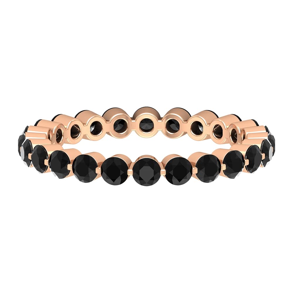 1.25 CT Black Spinel Eternity Ring - 14K Solid Gold Round Full Eternity Band, August Birthstone Jewelry for Women - Perfect for Anniversary, Wedding, and Special Occasion Gifts
