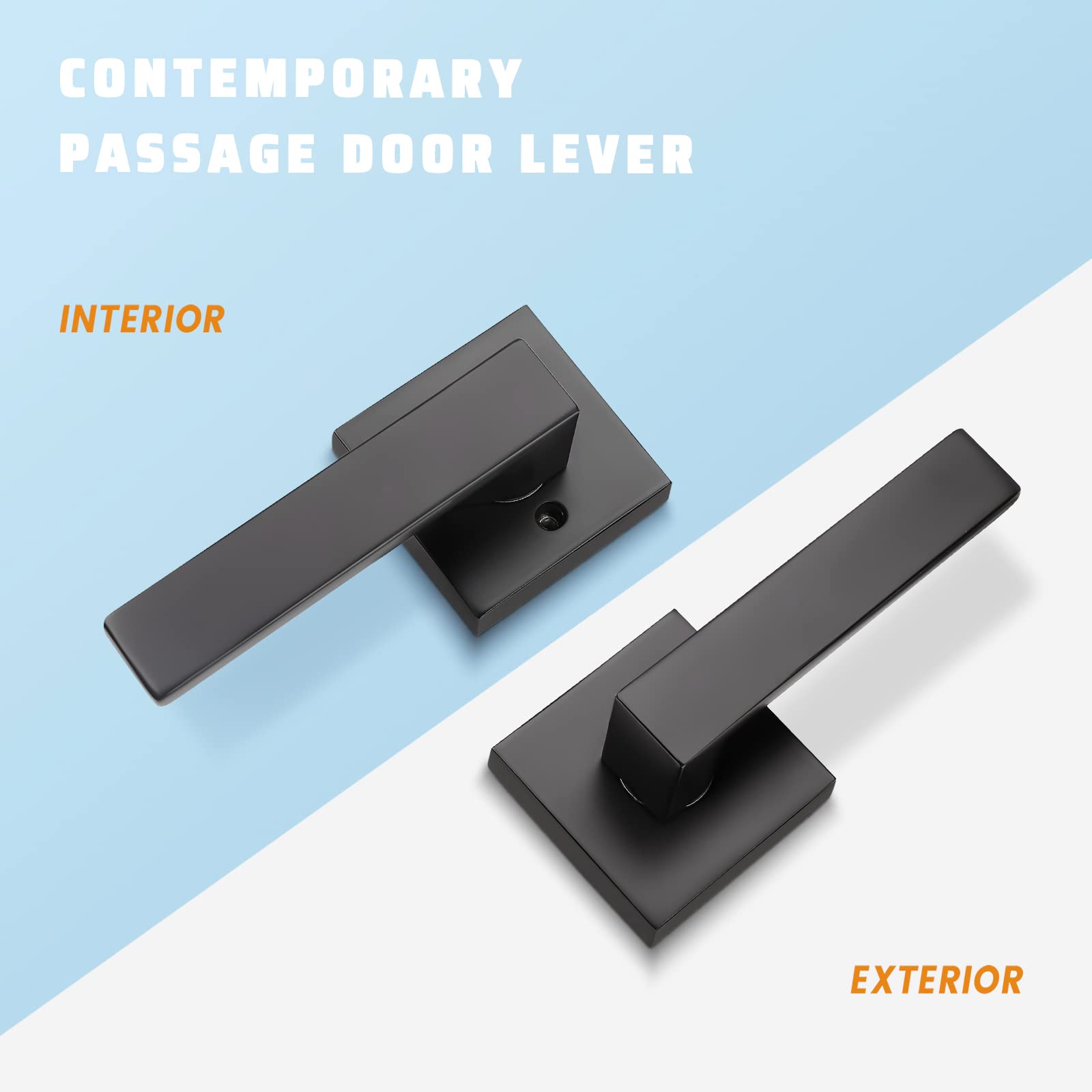 KNOBWELL Matte Black Heavy Duty Interior Door Handle - Classic Passage & Closet Door Lever for Hall, Bedroom & Cabinet - Left/Right Handing Levers 2.07lb (Perfect for Home, Office & Commercial Spaces)