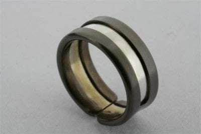 Titanium and Sterling Silver Line Ring for Men & Women - Durable & Hypoallergenic Jewelry for Everyday Wear, Wedding, or Gift