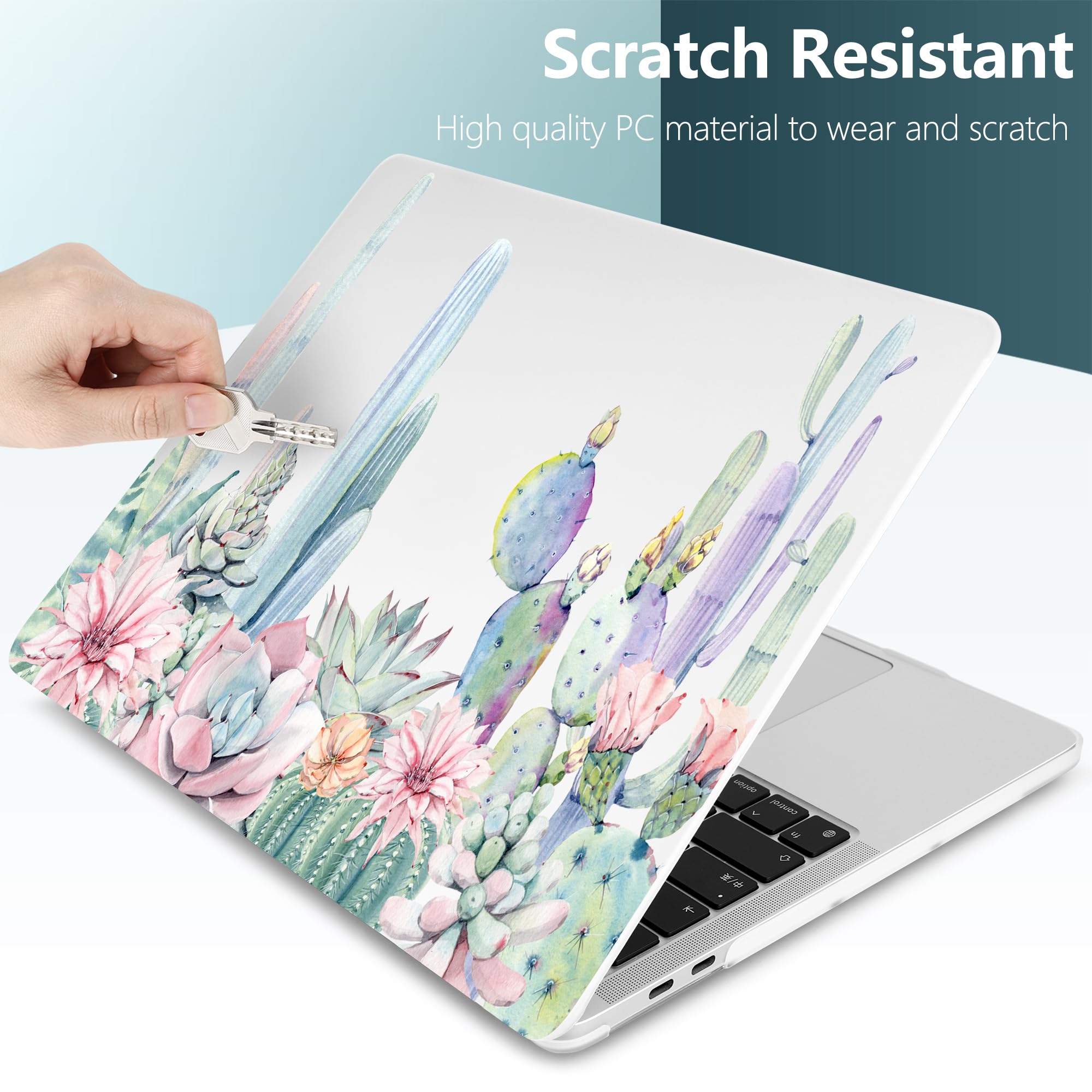 Dongke Hard Plastic Protective Case Cover for MacBook Pro 13 inch (Model A2251/A2289 2020) - Compatible with Retina Display & Touch Bar, Fits Touch ID - Cactus Green - Perfect for Work, Travel & Daily Use
