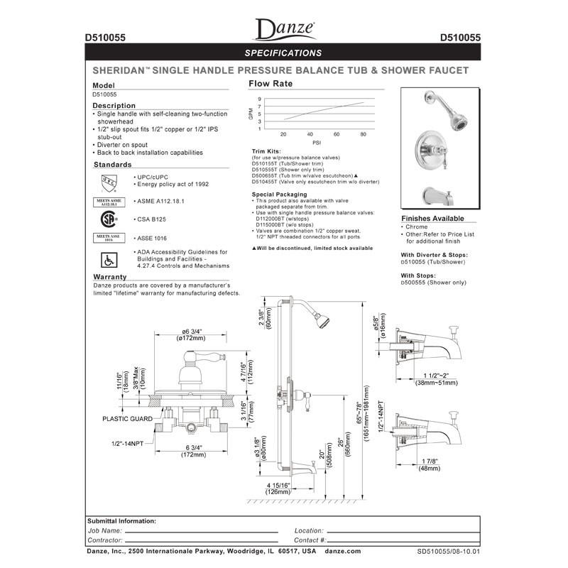 Danze Sheridan Chrome Single Handle Tub and Shower Faucet with Rough-in Valve - Perfect for Bathroom Renovation and Modern Home Upgrades