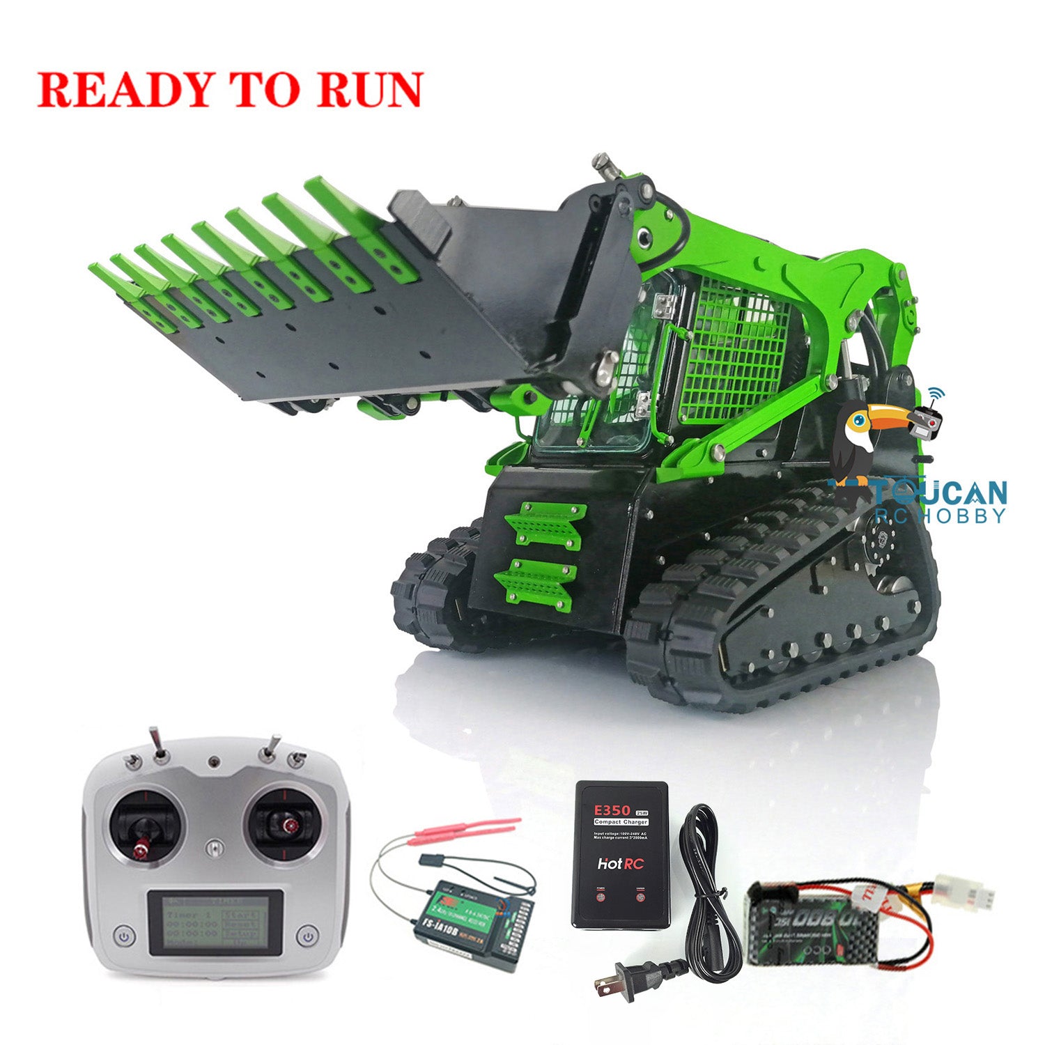 Customized LESU 1:14 Scale RC Hydraulic Aoue LT5 Tracked Skid Steer Loader - Metal RTR Model with Fork, Bucket, Sieve Bucket, Gripper Clamp & Trailer Upgrade Parts - Perfect for Construction Simulation, RC Hobbyists & Collectors