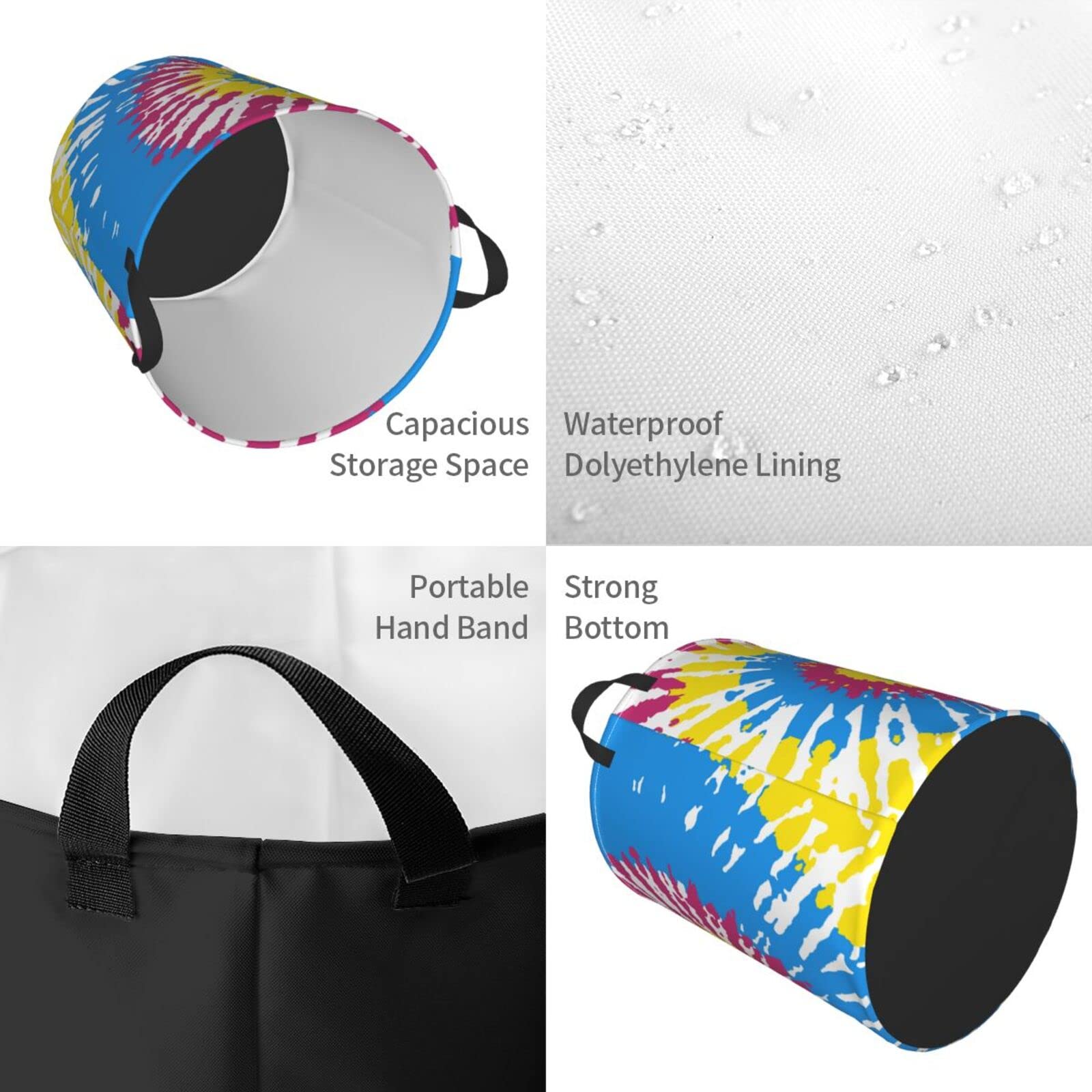 Stylish Collapsible Tie-Dye Laundry Basket with Handles - Waterproof Fabric Hamper Organizer for Clothes, Toys & Bathroom Storage | Perfect for Dorm, Bedroom & Laundry Room Organization