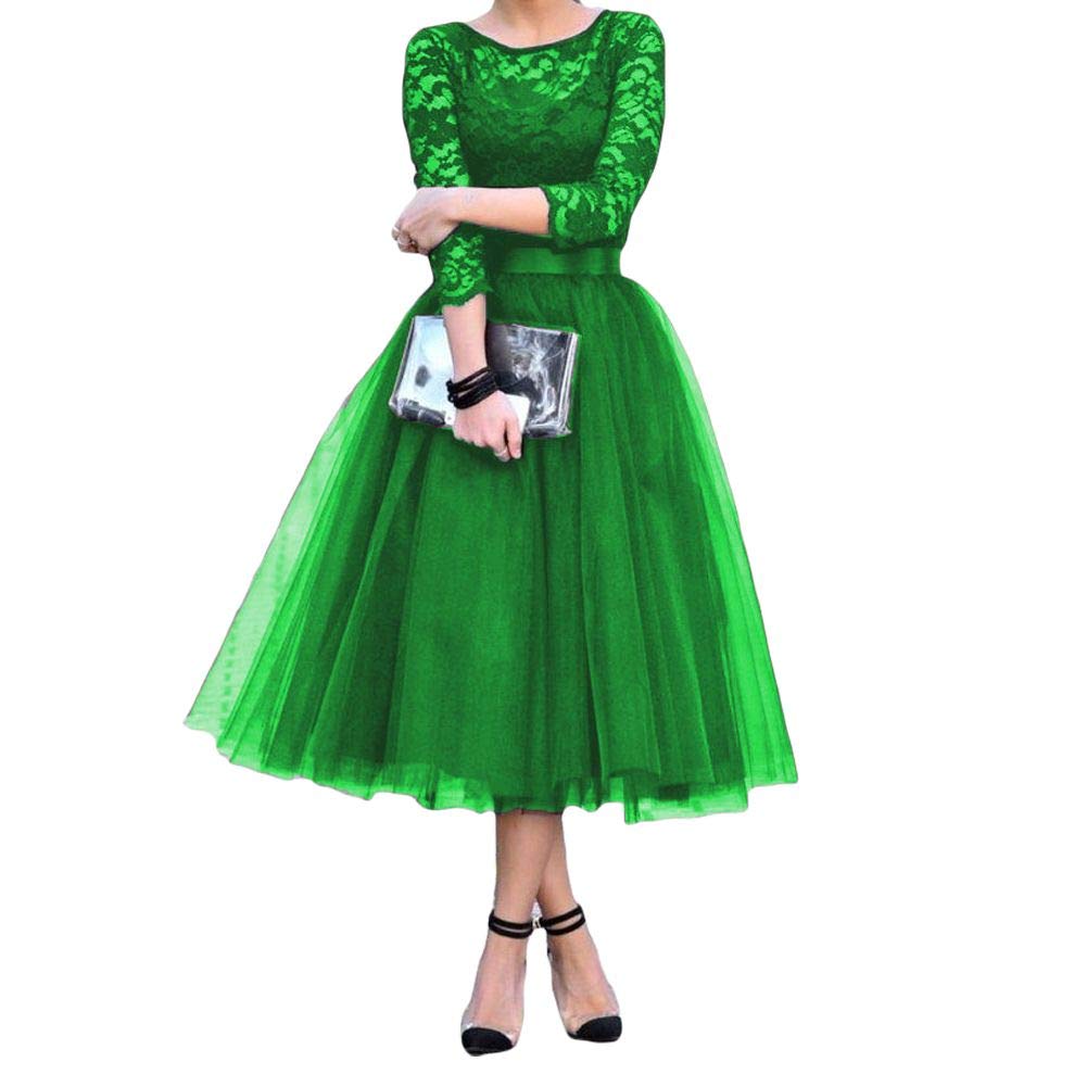 Elegant CongYunGe Women's A-Line Tea Length Sleeve Lace Prom Dress for Cocktail Party, Wedding Guest & Formal Occasions