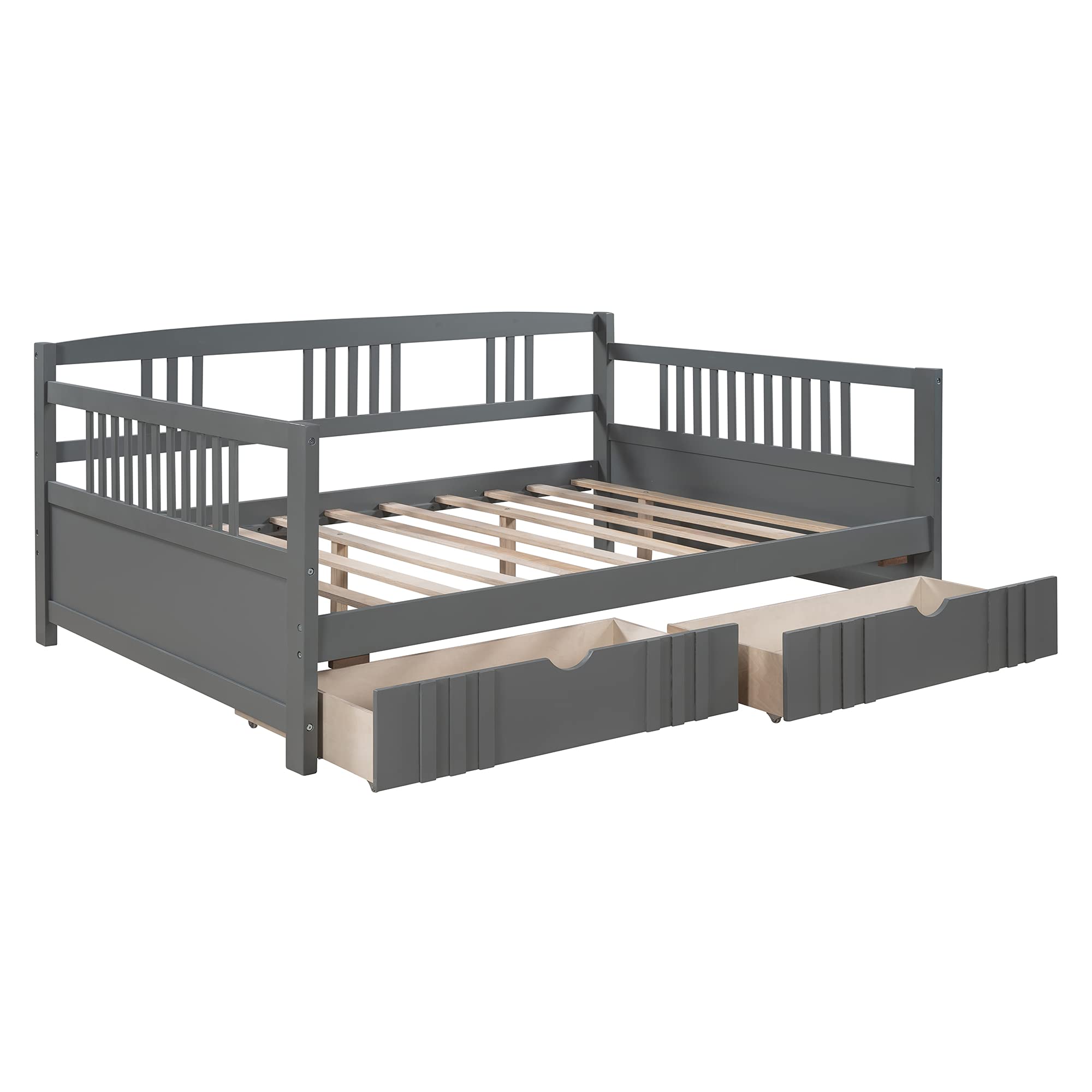 Wood Full Size Daybed with Storage Drawers - Sturdy Dual-Use Bed for Living Room & Guest Room