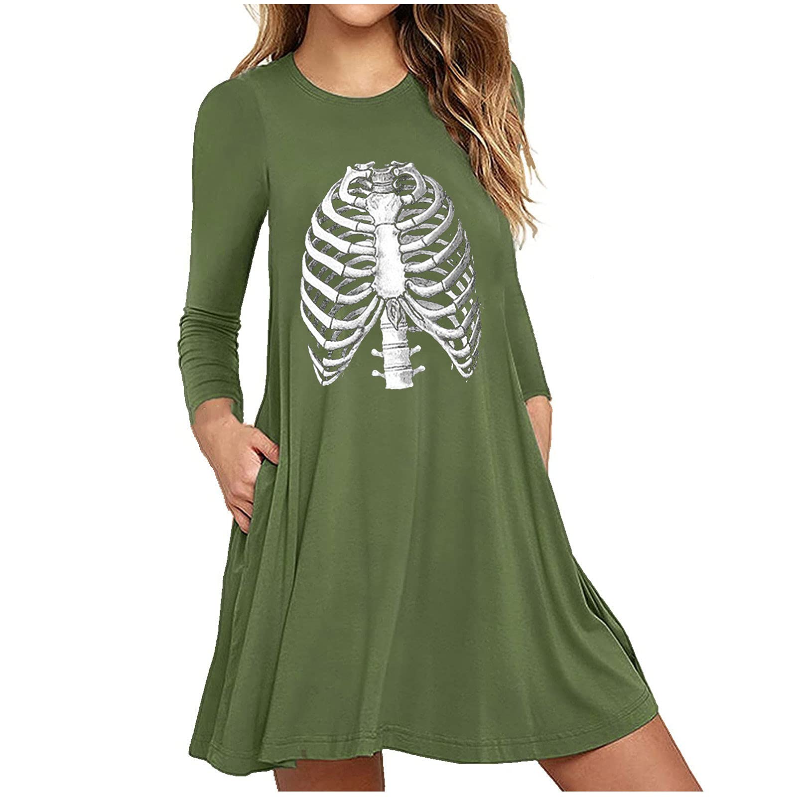 Women's Summer Dresses - Butterfly & Sunflower Print Long Sleeve A-Line Sundress, Plus Size Loose Fit Party Dress for Beach, Vacation & Casual Wear