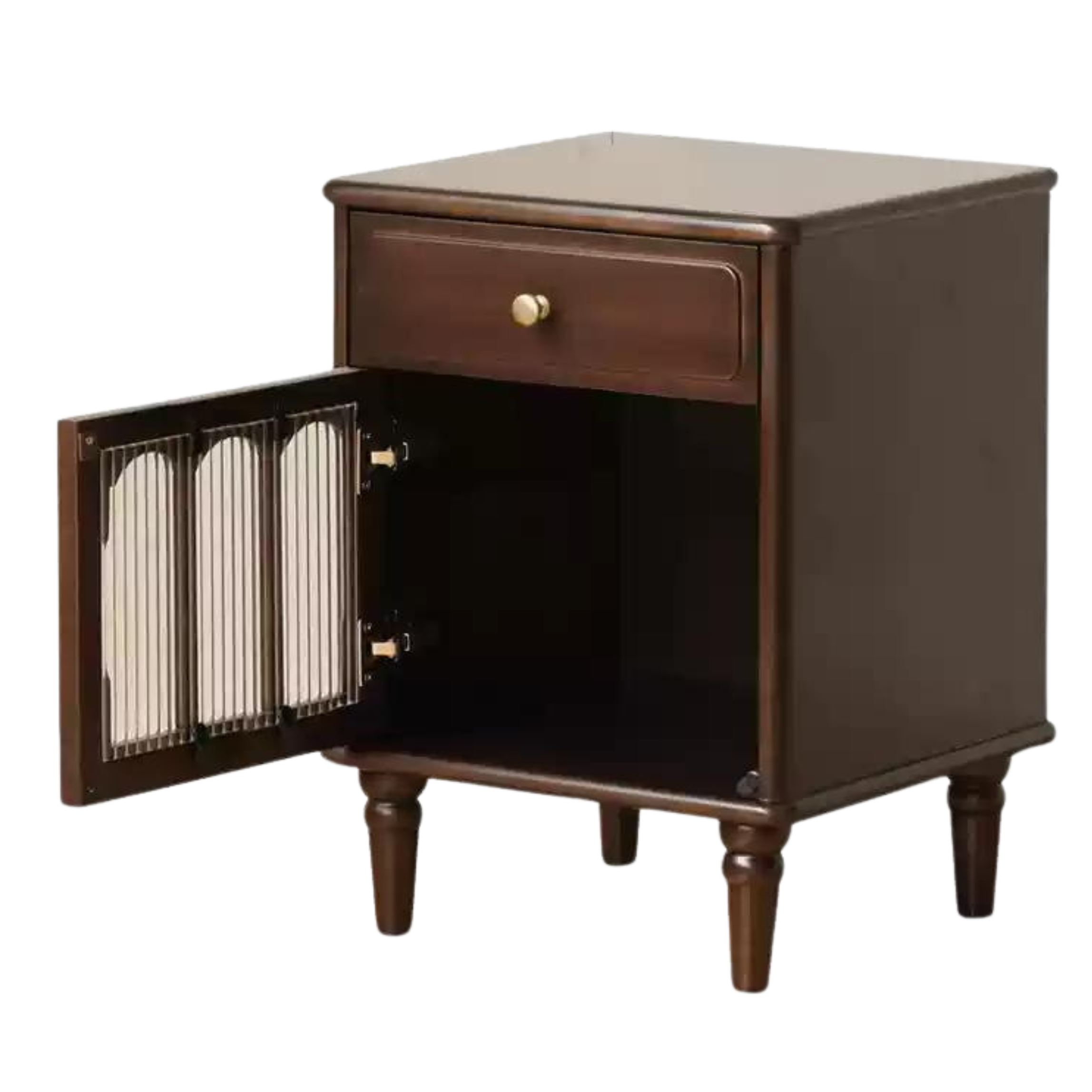 16.5x15.7x22.8 inch / 42x40x58cm / Dark Walnut color / left-hand door bedside cabinet