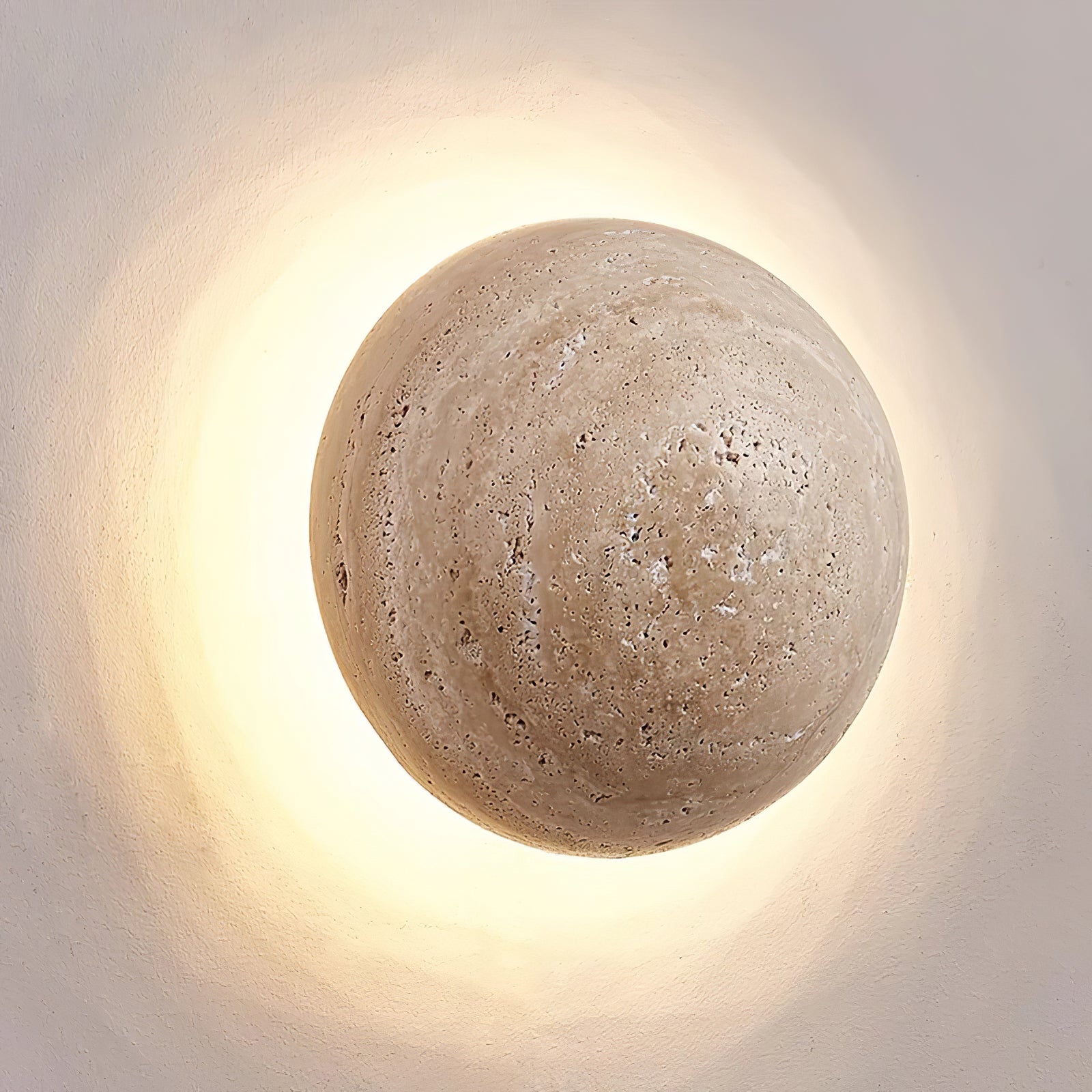 Luna Travertine Wall Light - Modern Rustic Sconce for Bedroom, Living Room, and Hallway - Dimmable LED Fixture with Natural Stone Finish - Perfect for Home Decor and Ambient Lighting
