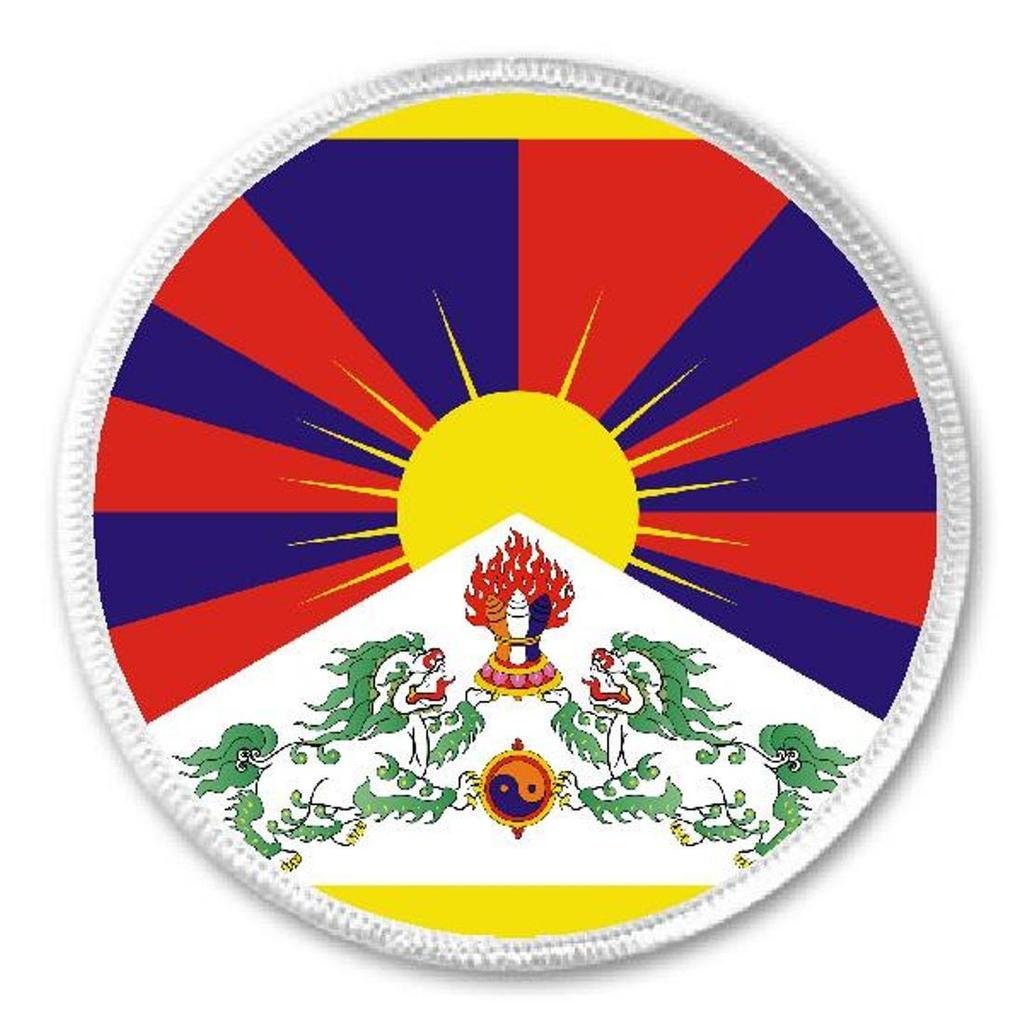 Tibetan Flag Pride Patch - 3 Inch Iron On/Sew On Embroidered Applique for Backpacks, Jackets & DIY Crafts | Country Tibet Symbol