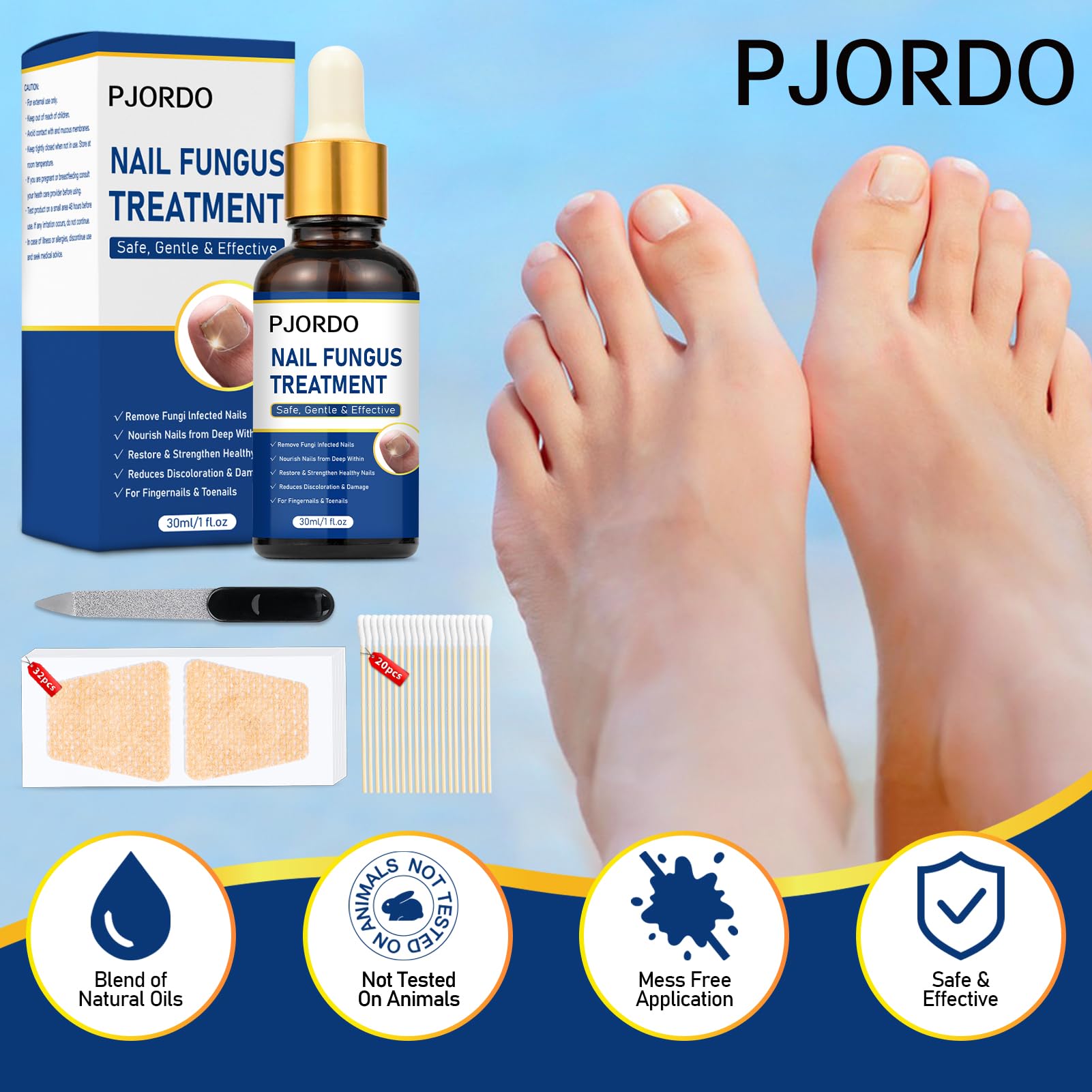 Extra Strength Toenail Repair Treatment with 32 Nail Patches - Fungal Nail Solution for Toenails & Fingernails - Fixes Athlete's Foot, Thickened & Discolored Nails - Ideal for Gym, Pool & Sports Locker Rooms